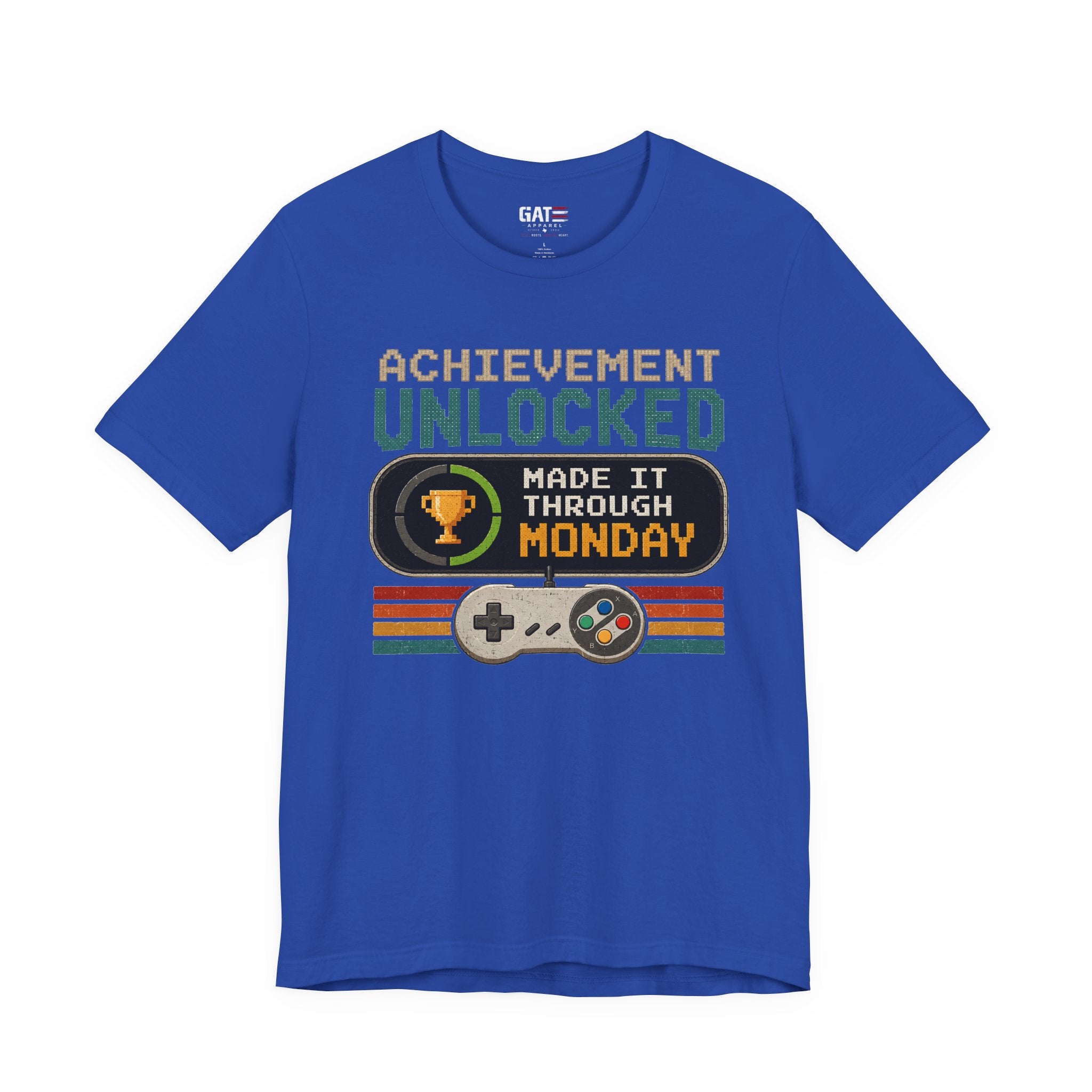 Retro Gaming Shirt, Funny Work Shirt, Made It Through Monday Tee, Gamer Gift for Men Women, Office Humor Shirt