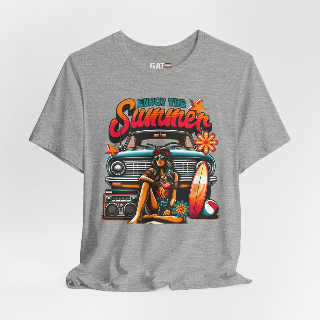 Enjoy The Summer Shirt, Retro Beach Tee, Vintage Surf Shirt, Hippie Summer T Shirt, Boho Vacation Shirt, Groovy Summer Graphic Tee