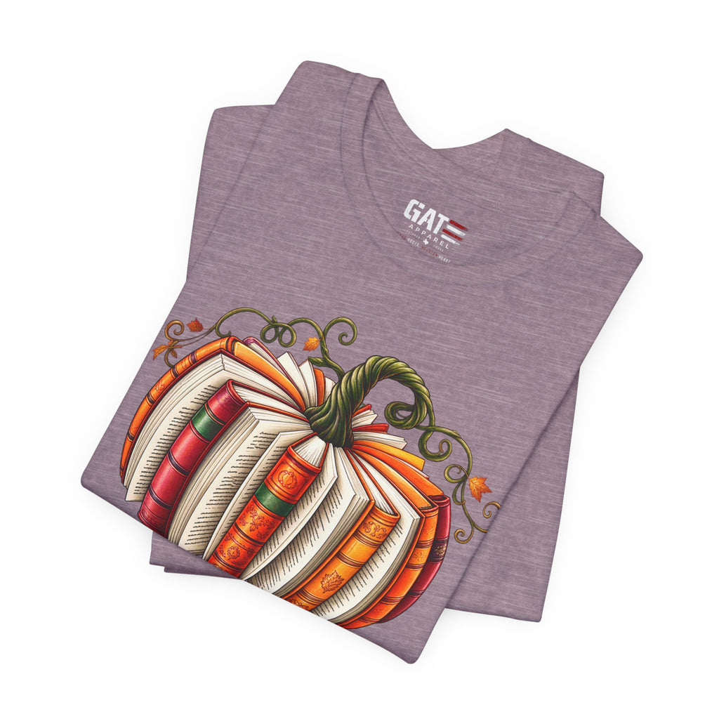 Fall Book Lover Shirt – Pumpkin Books Graphic Tee – product photo