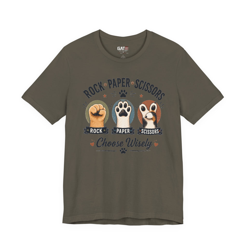 Rock Paper Scissors Cat Shirt, Funny Cat Lover Tee, Cat Paw Graphic Shirt, Cute Pet Mom Gift, Choose Wisely Cat Tee, Cat Dad Shirt