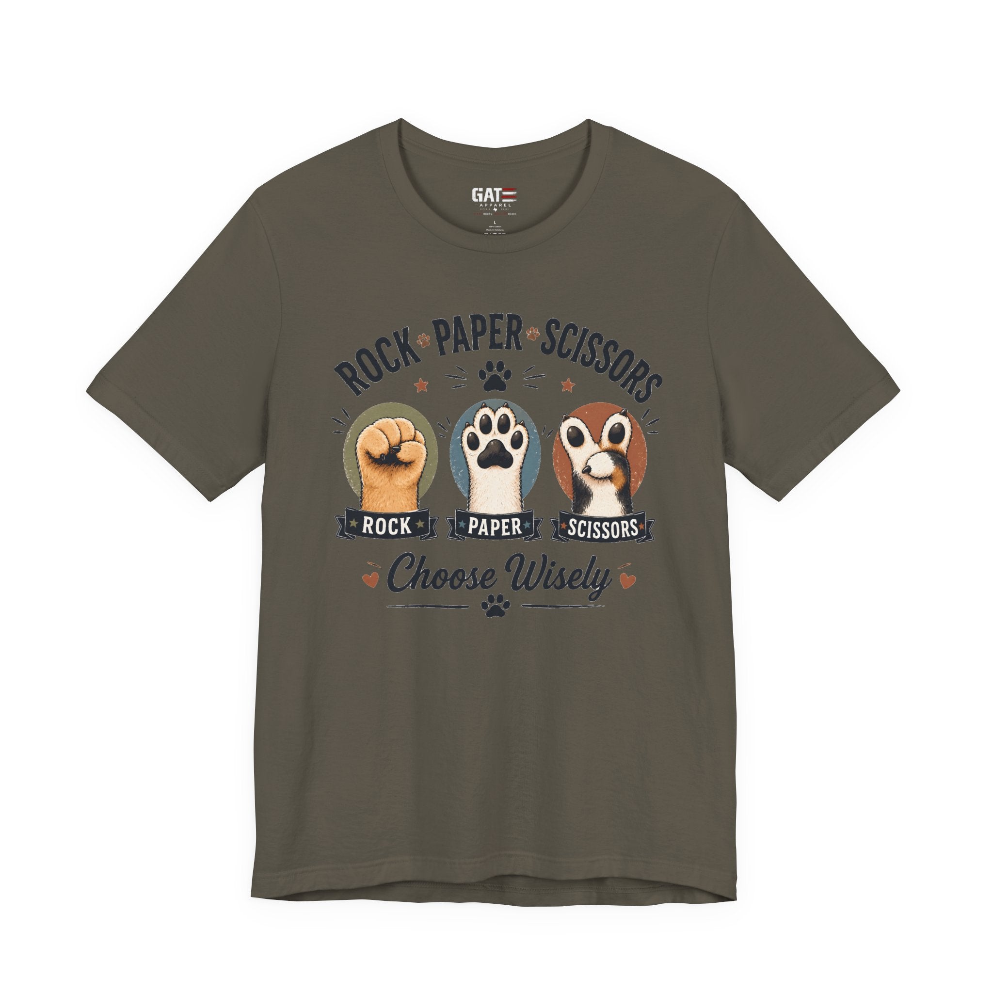 Rock Paper Scissors Cat Shirt, Funny Cat Lover Tee, Cat Paw Graphic Shirt, Cute Pet Mom Gift, Choose Wisely Cat Tee, Cat Dad Shirt