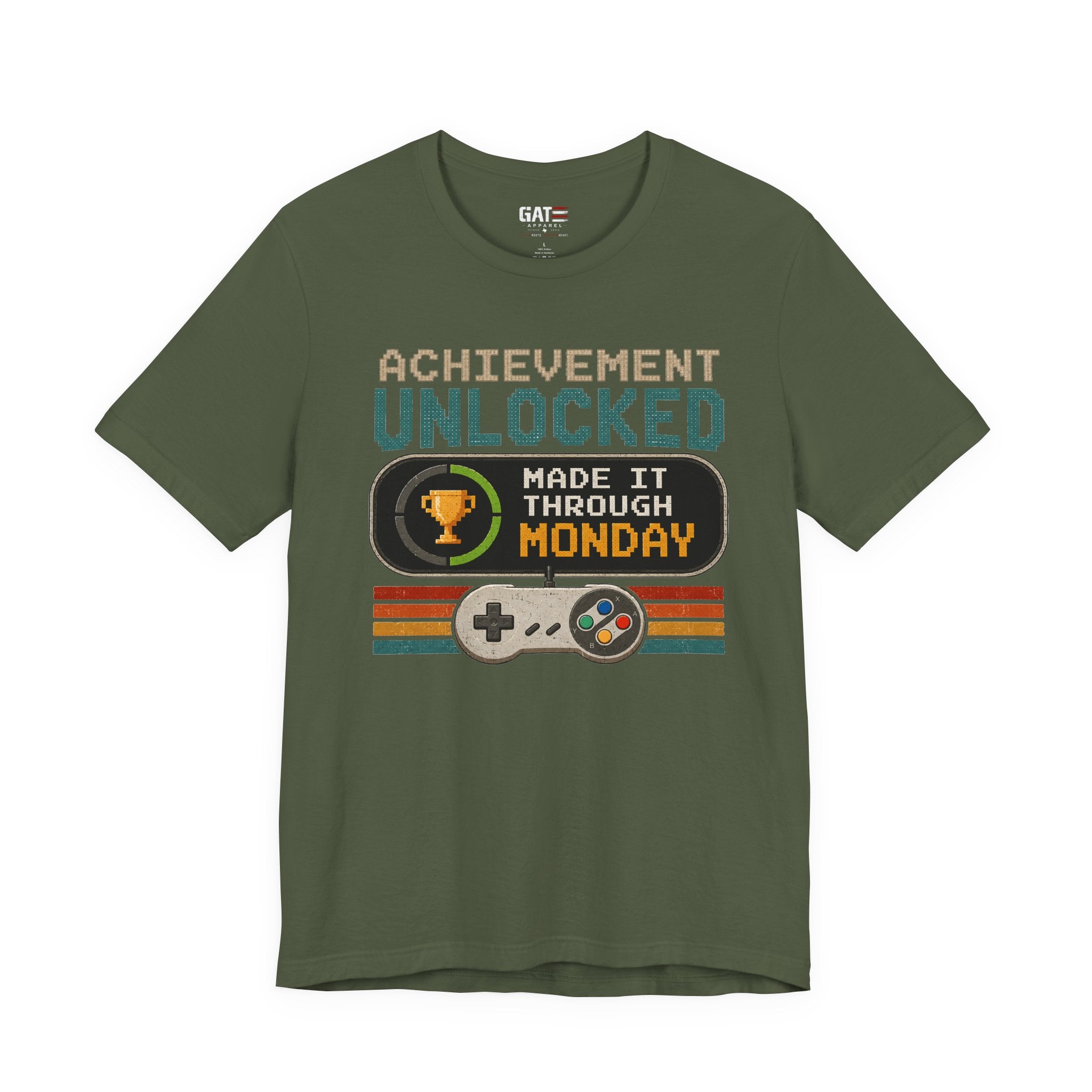 Retro Gaming Shirt, Funny Work Shirt, Made It Through Monday Tee, Gamer Gift for Men Women, Office Humor Shirt