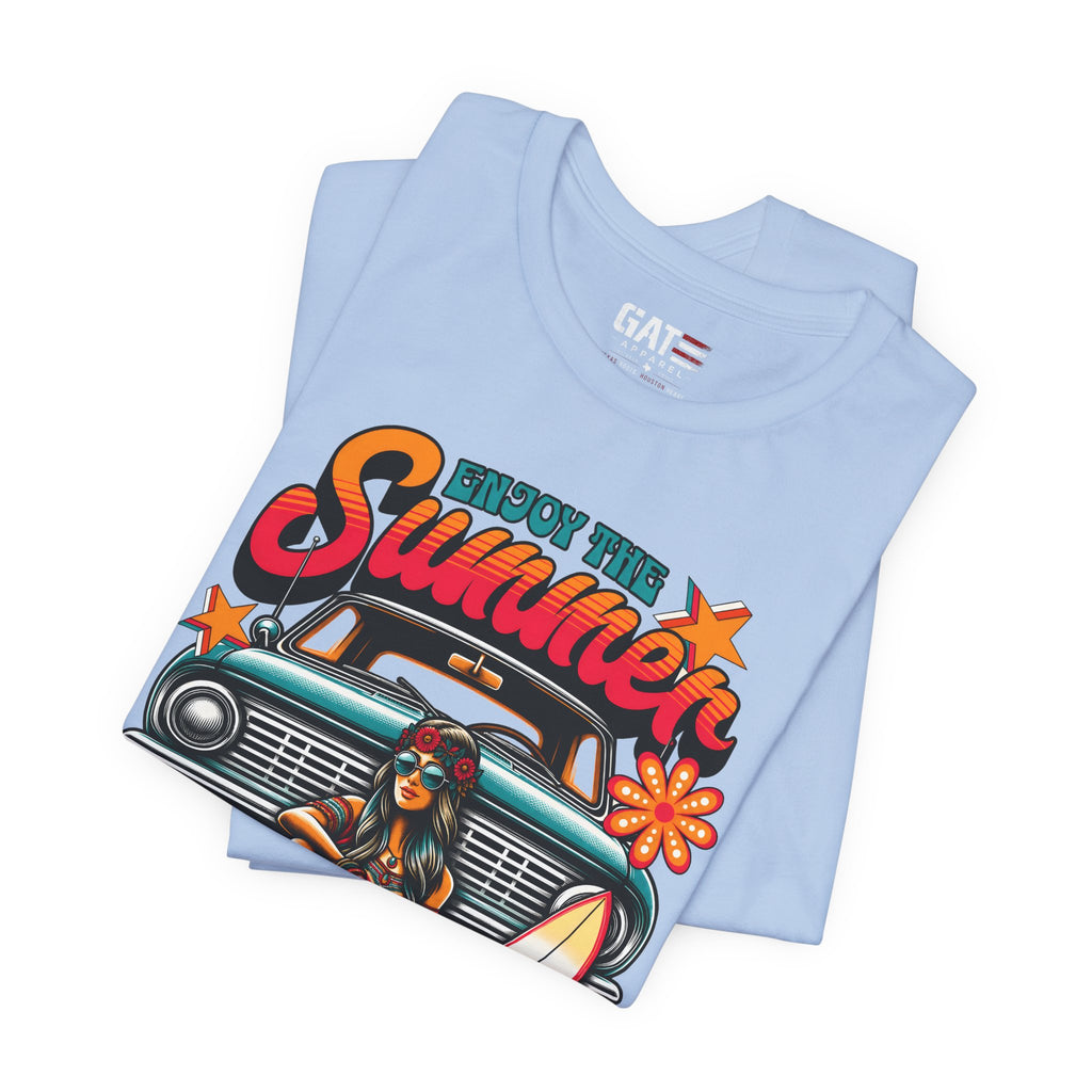 Enjoy The Summer Shirt, Retro Beach Tee, Vintage Surf Shirt, Hippie Summer T Shirt, Boho Vacation Shirt, Groovy Summer Graphic Tee