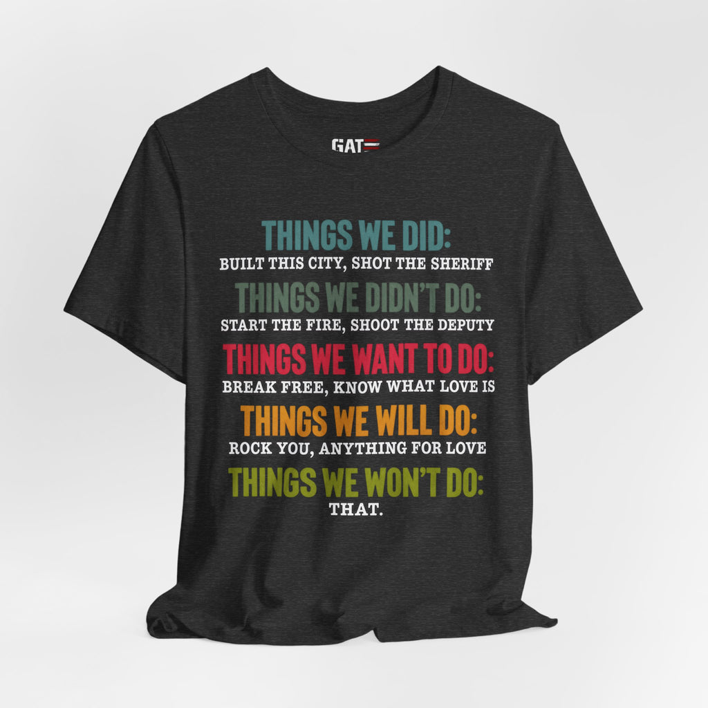 Things We Will Do Checklist T-Shirt — Funny Motivational List Tee