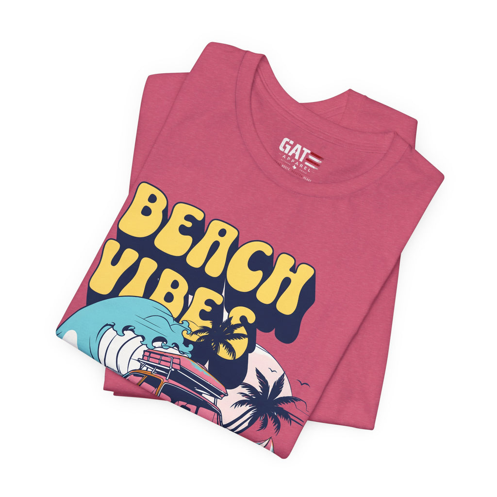Beach Vibes Shirt, Retro Beach Tee, Vintage Summer Shirt, Coastal Vacation T Shirt, Surf Car Graphic Tee, Groovy Beach Lover Gift