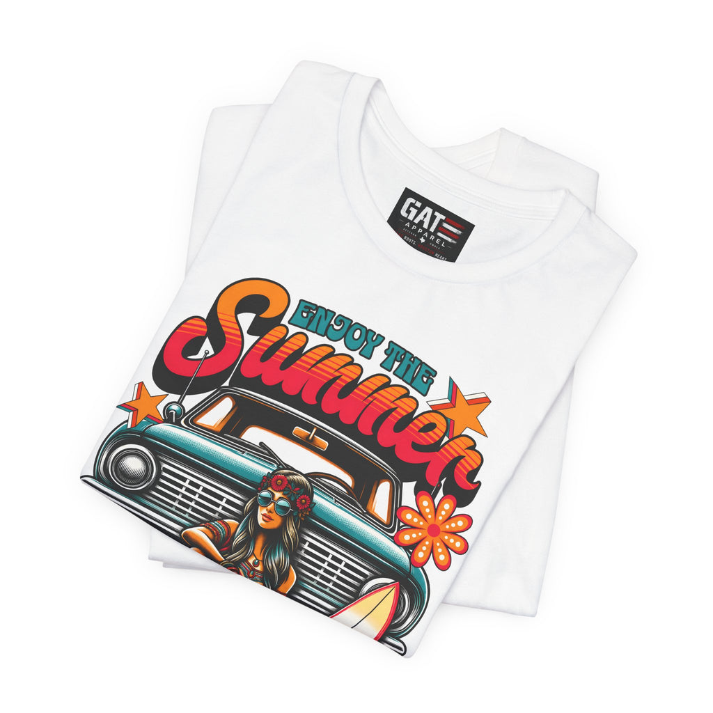 Enjoy The Summer Shirt, Retro Beach Tee, Vintage Surf Shirt, Hippie Summer T Shirt, Boho Vacation Shirt, Groovy Summer Graphic Tee