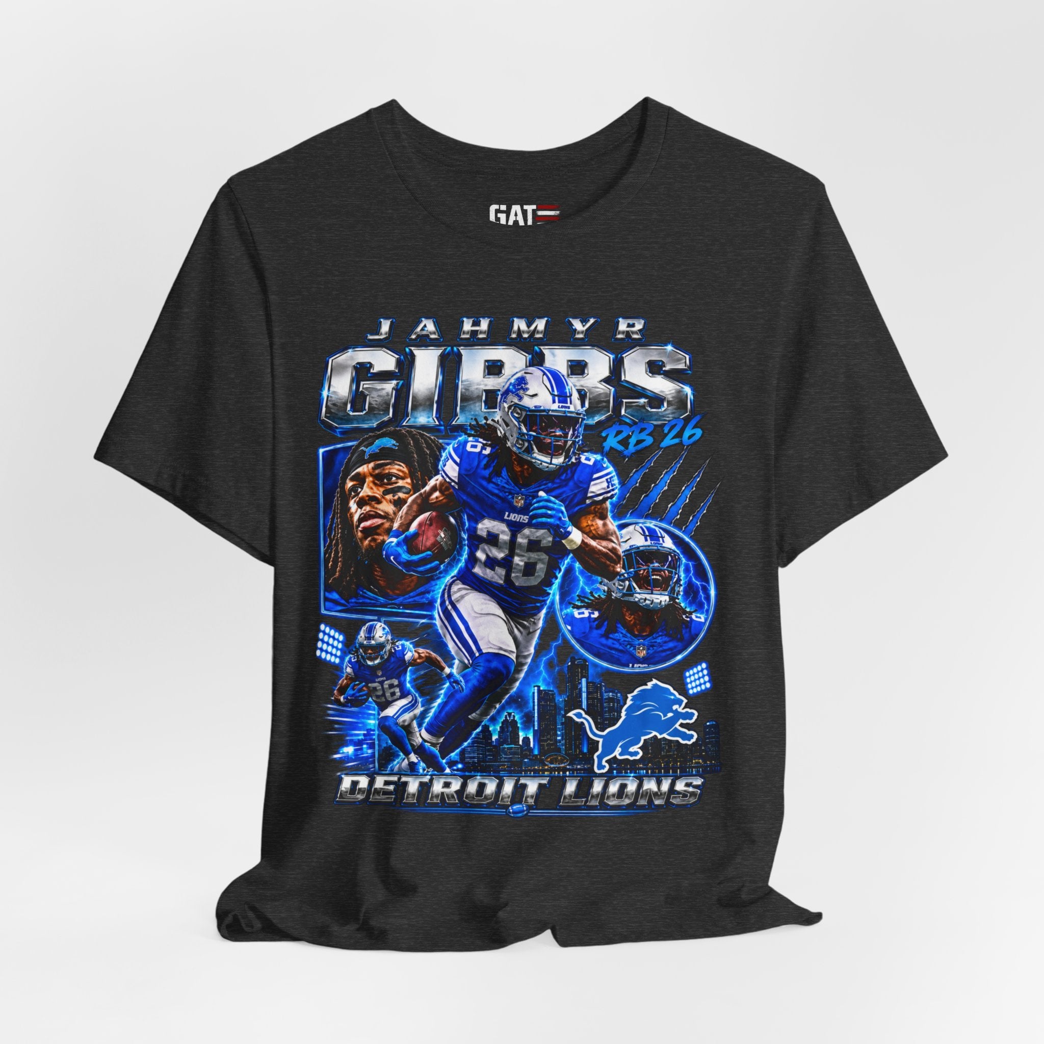 Jahmyr Gibbs Detroit Lions Tee Retro Player Graphic T-Shirt