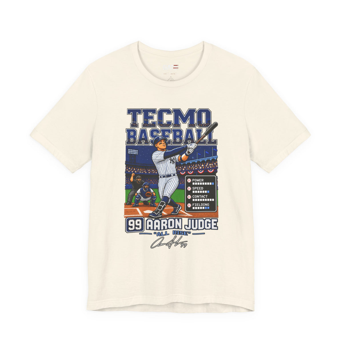 New York Yankees – Aaron Judge – Tecmo Baseball Tee — Retro Video Game Baseball T-Shirt