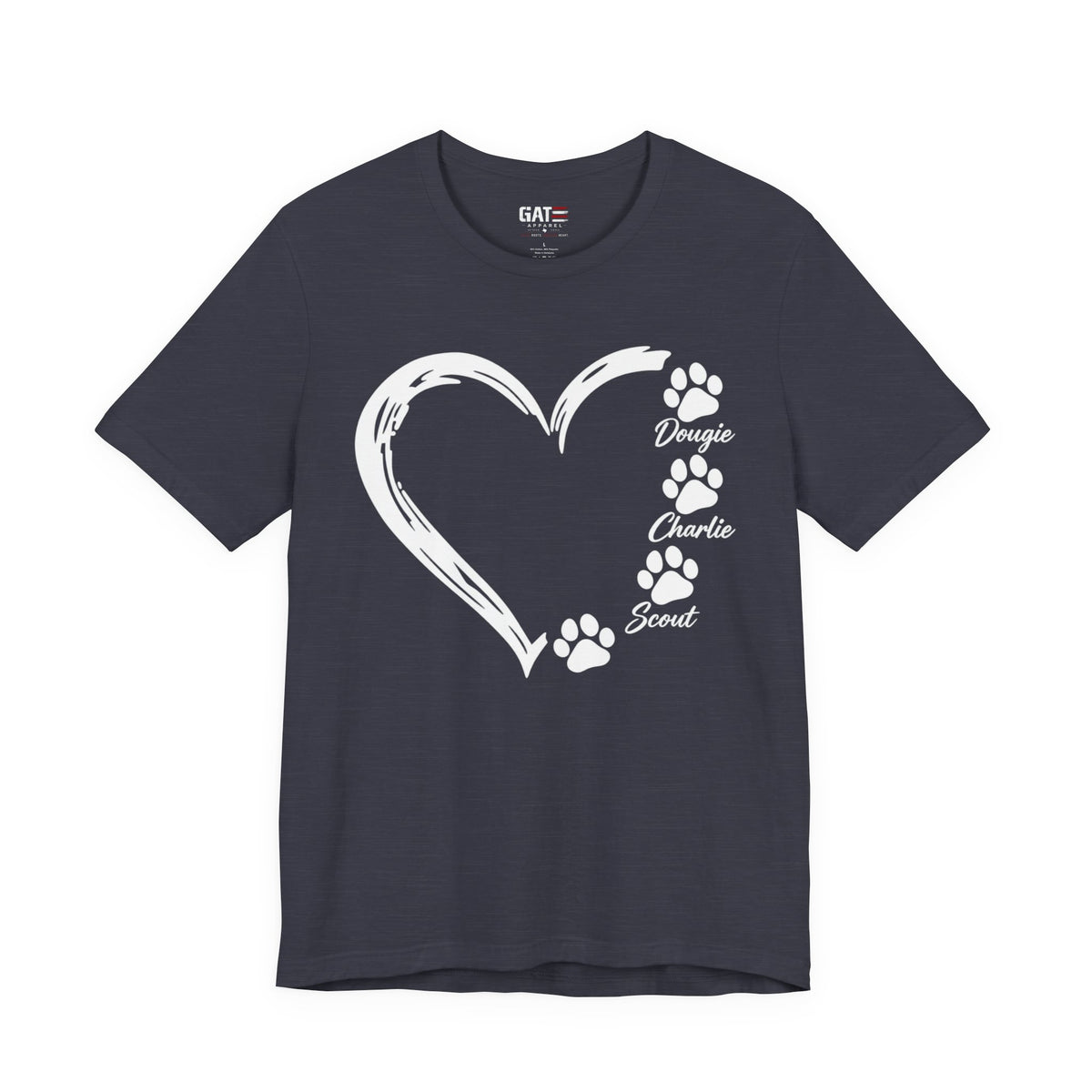Personalized Pet Paw Heart Shirt | Custom Dog Names Tee