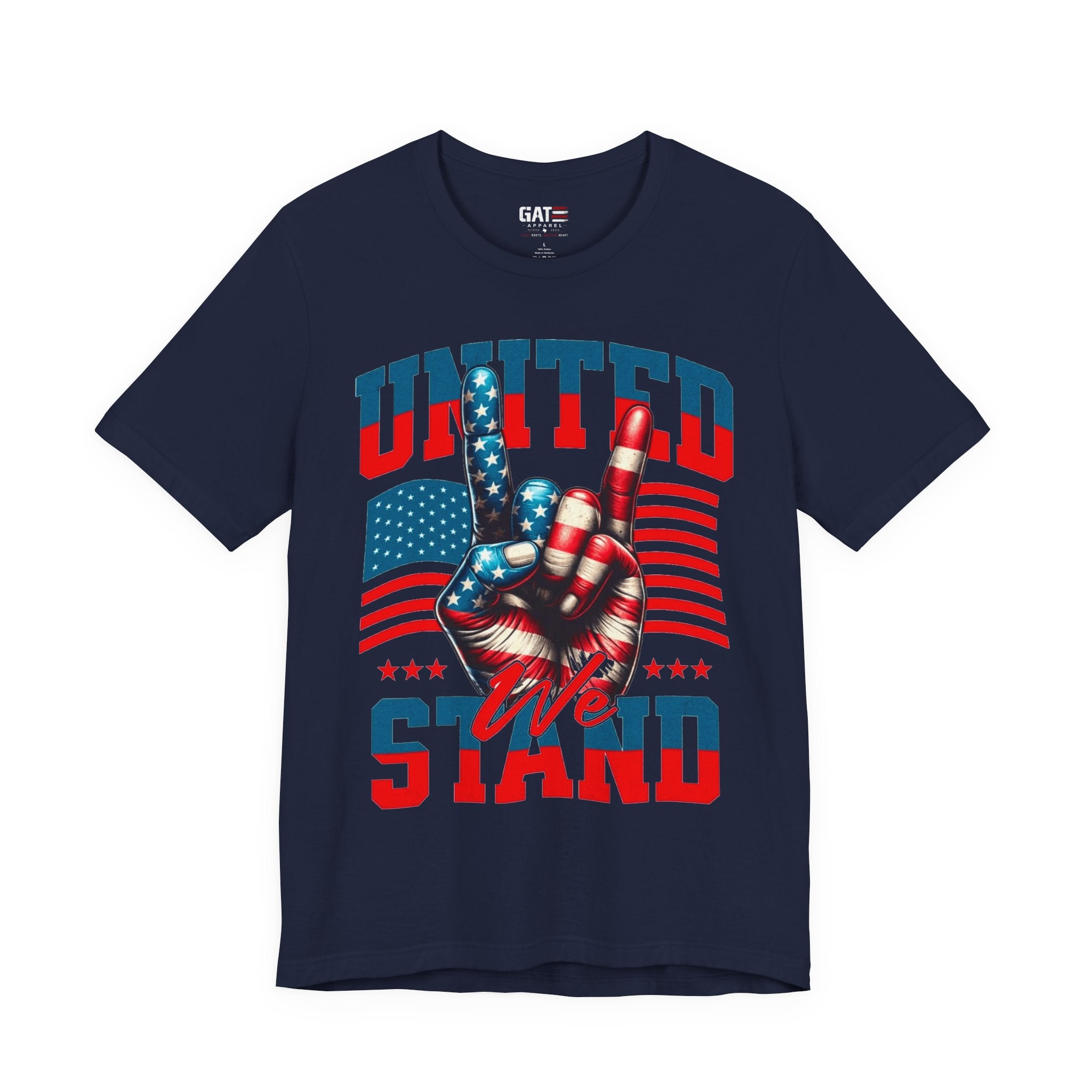 United We Stand T-Shirt — Patriotic American Flag Peace Hand Tee