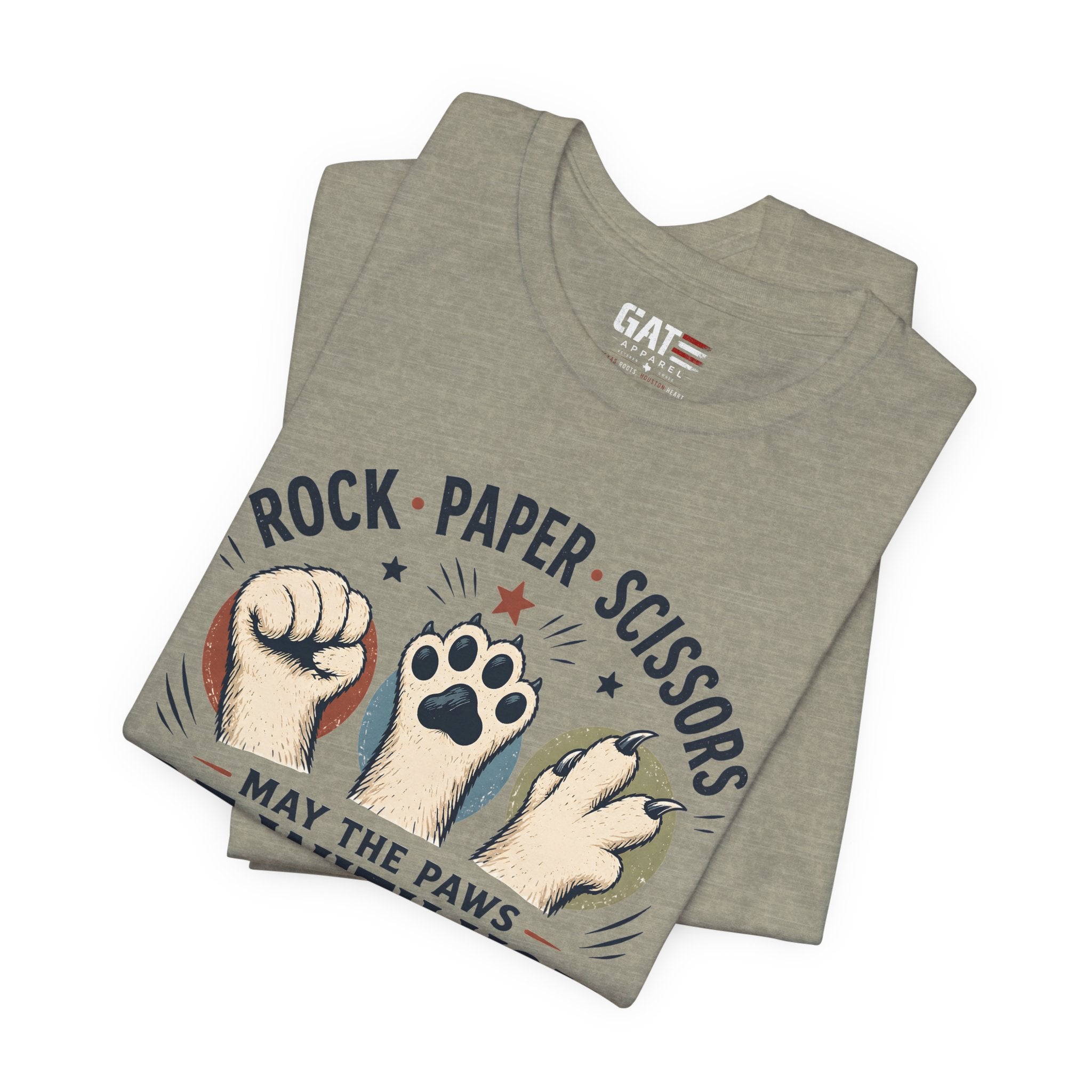 Rock Paper Scissors Cat Shirt, May The Paws Be With You Tee, Funny Cat Lover Gift, Cute Pet Paw Graphic Tee, Cat Mom Dad Shirt