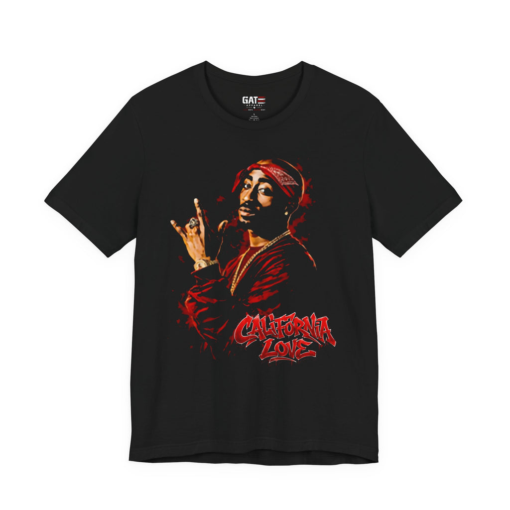 Graphic Tee — Red Bandana Rap Portrait with “California Love” Text