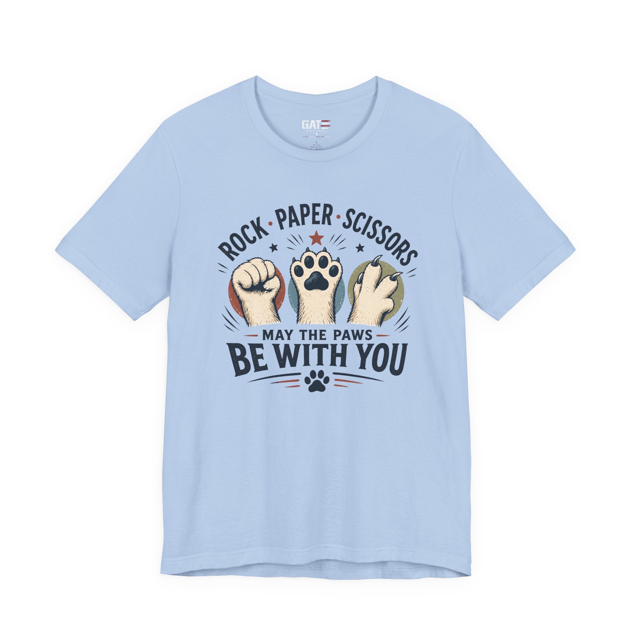 Rock Paper Scissors Cat Shirt, May The Paws Be With You Tee, Funny Cat Lover Gift, Cute Pet Paw Graphic Tee, Cat Mom Dad Shirt