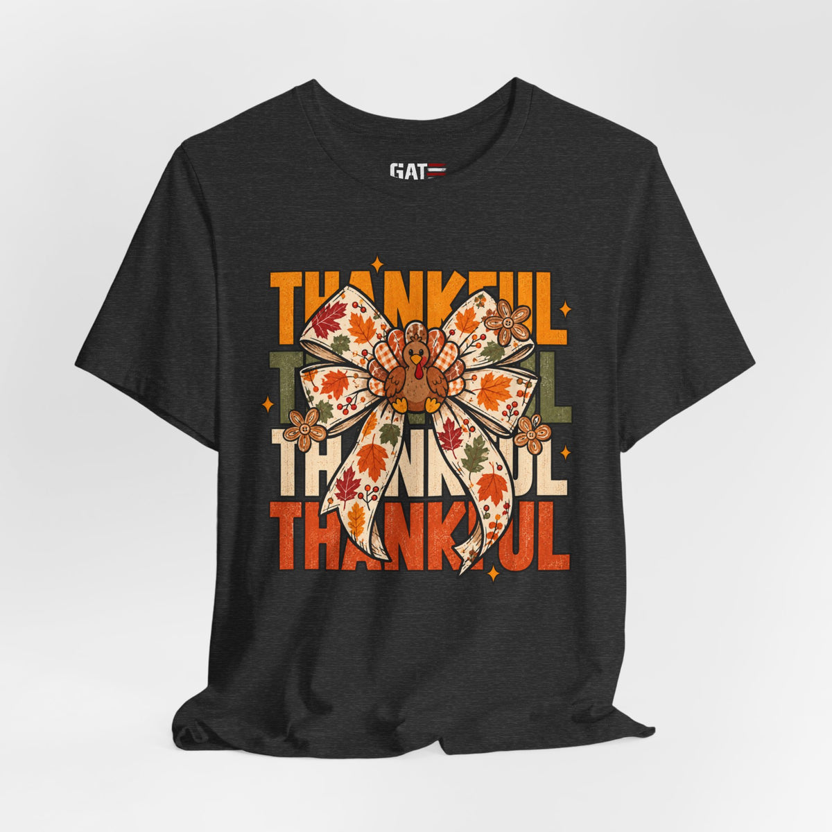 Thankful Bow Tee — Retro Fall Thanksgiving Graphic T-Shirt