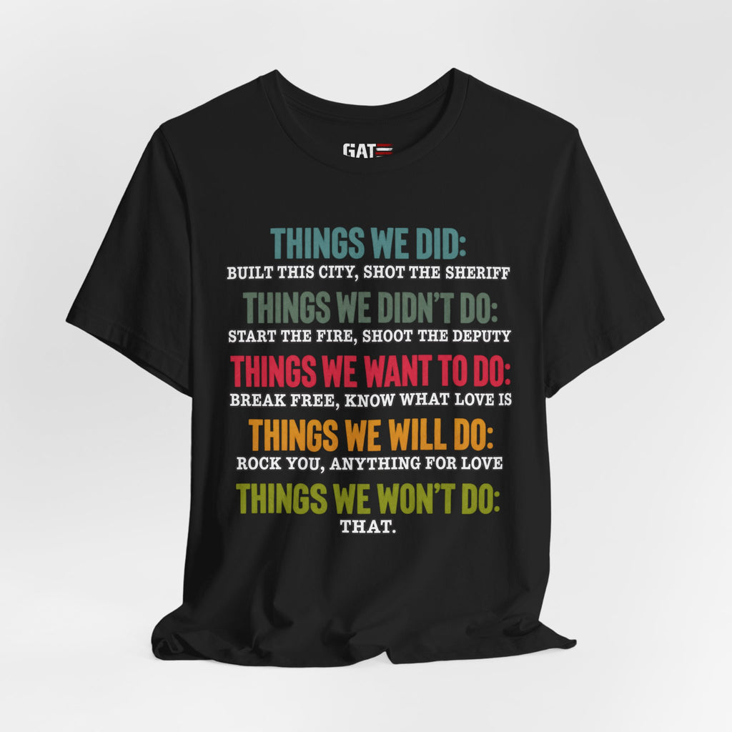 Things We Will Do Checklist T-Shirt — Funny Motivational List Tee