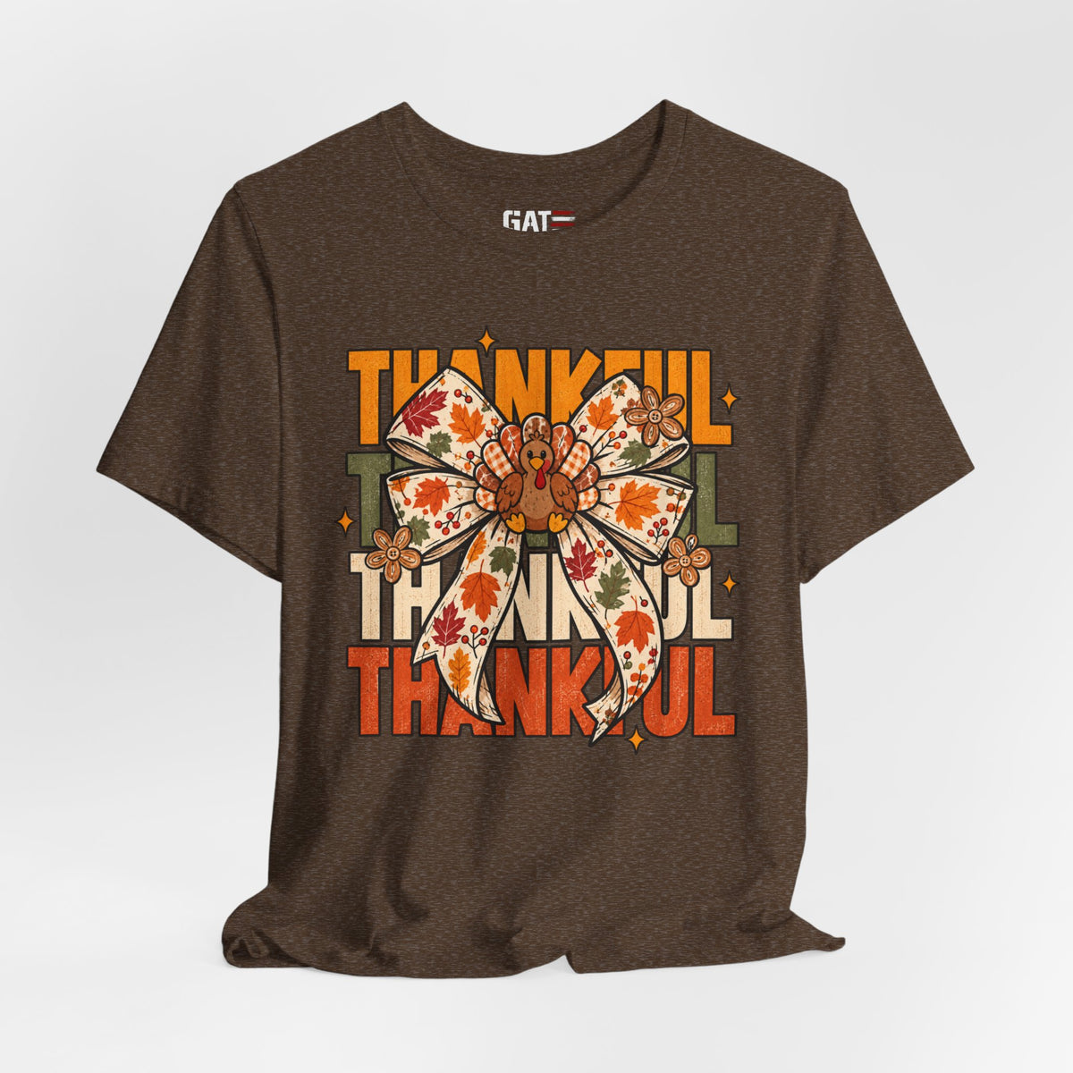 Thankful Bow Tee — Retro Fall Thanksgiving Graphic T-Shirt