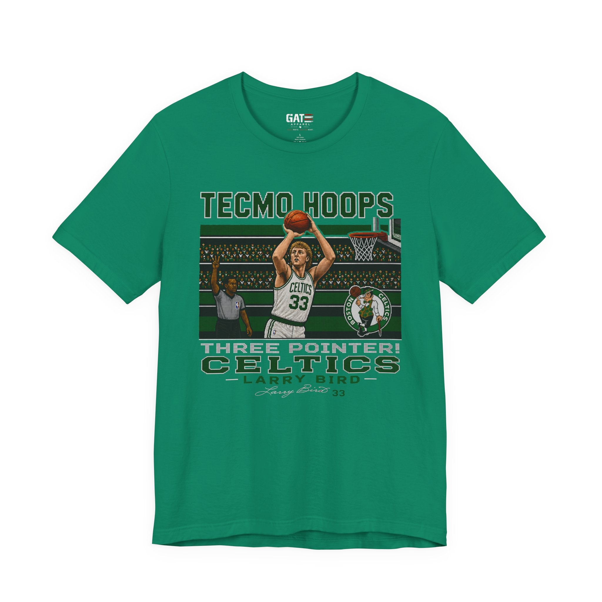 Tecmo Hoops Larry Bird Celtics T-Shirt | Retro Video Game Basketball Tee
