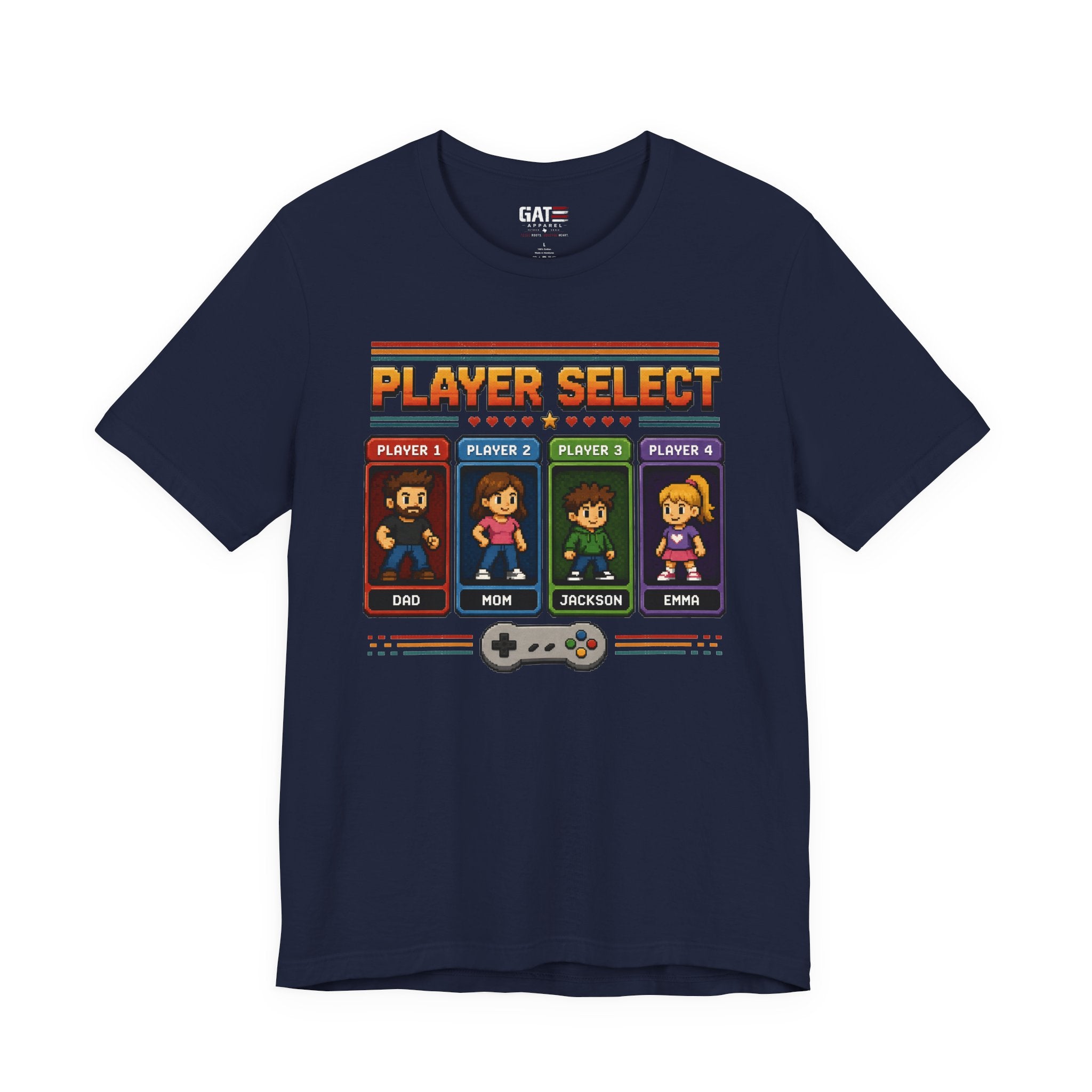 Personalized Gamer Family Shirt, Custom Family Gaming Shirt, Retro Video Game Family Tee, Gamer Dad Mom Kids Gift Shirt