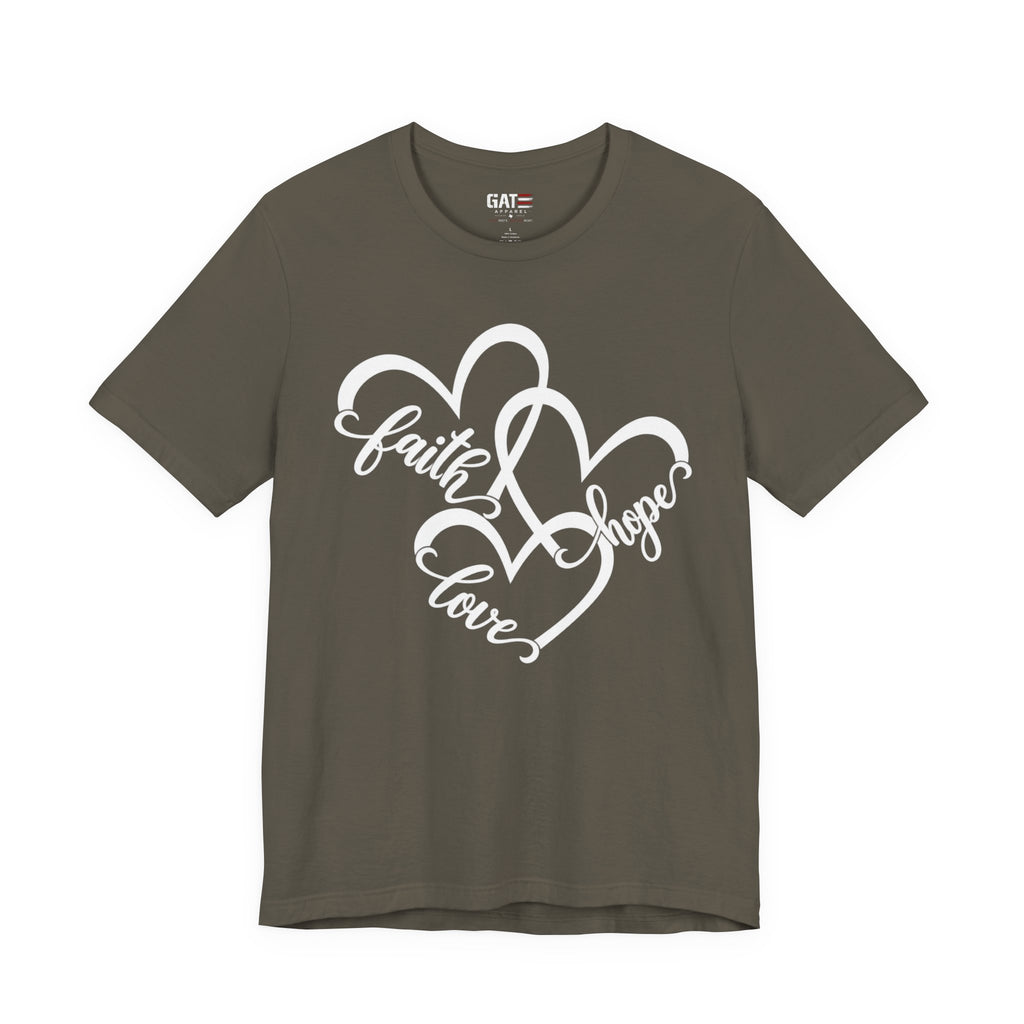 Faith Hope Love Heart T-Shirt — Inspirational Christian Tee