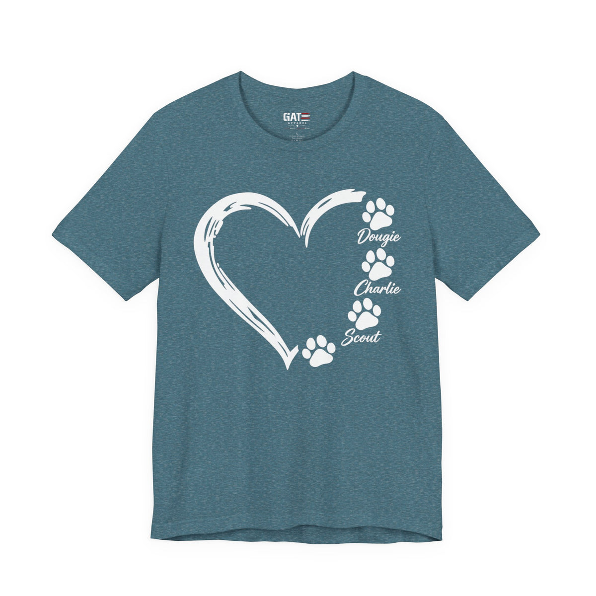 Personalized Pet Paw Heart Shirt | Custom Dog Names Tee