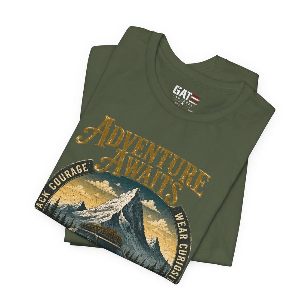 Adventure Awaits Shirt, Rivian Camping, Mountain Adventure Tee, Overlanding Shirt, Off Road SUV Graphic Tee, Outdoor, Nature Lover Shirt