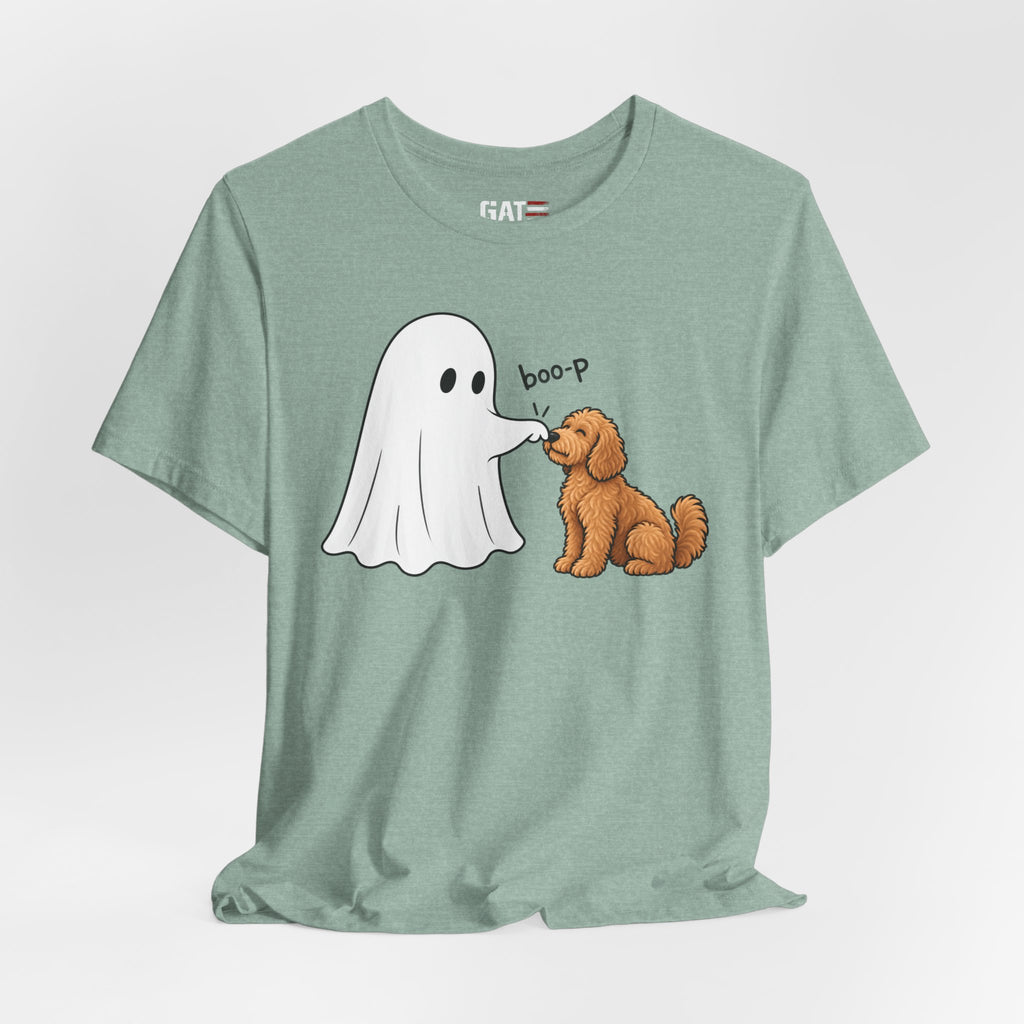Halloween Ghost & Doodle— "boo-p" Cute Dog Halloween T-Shirt