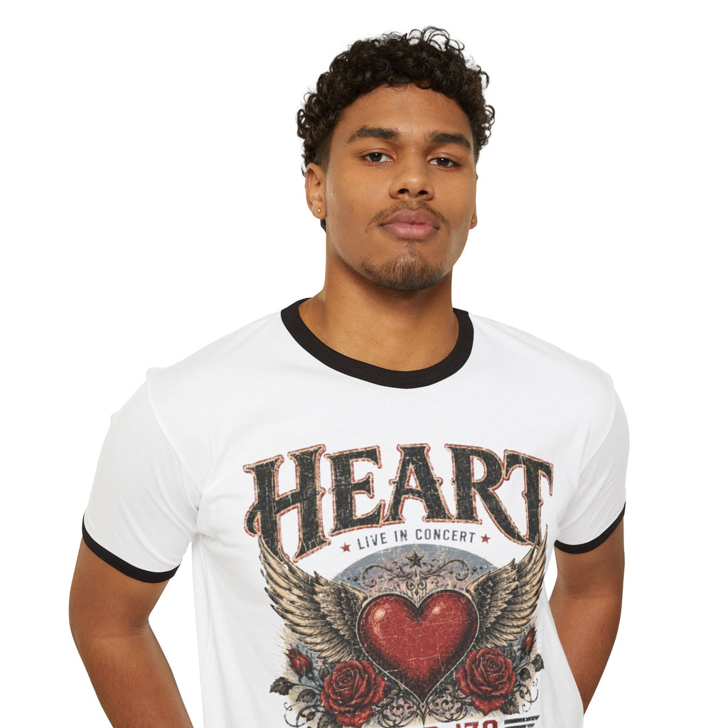 Heart Tour '79 Ringer T‑Shirt — Vintage Winged Heart Band Tee