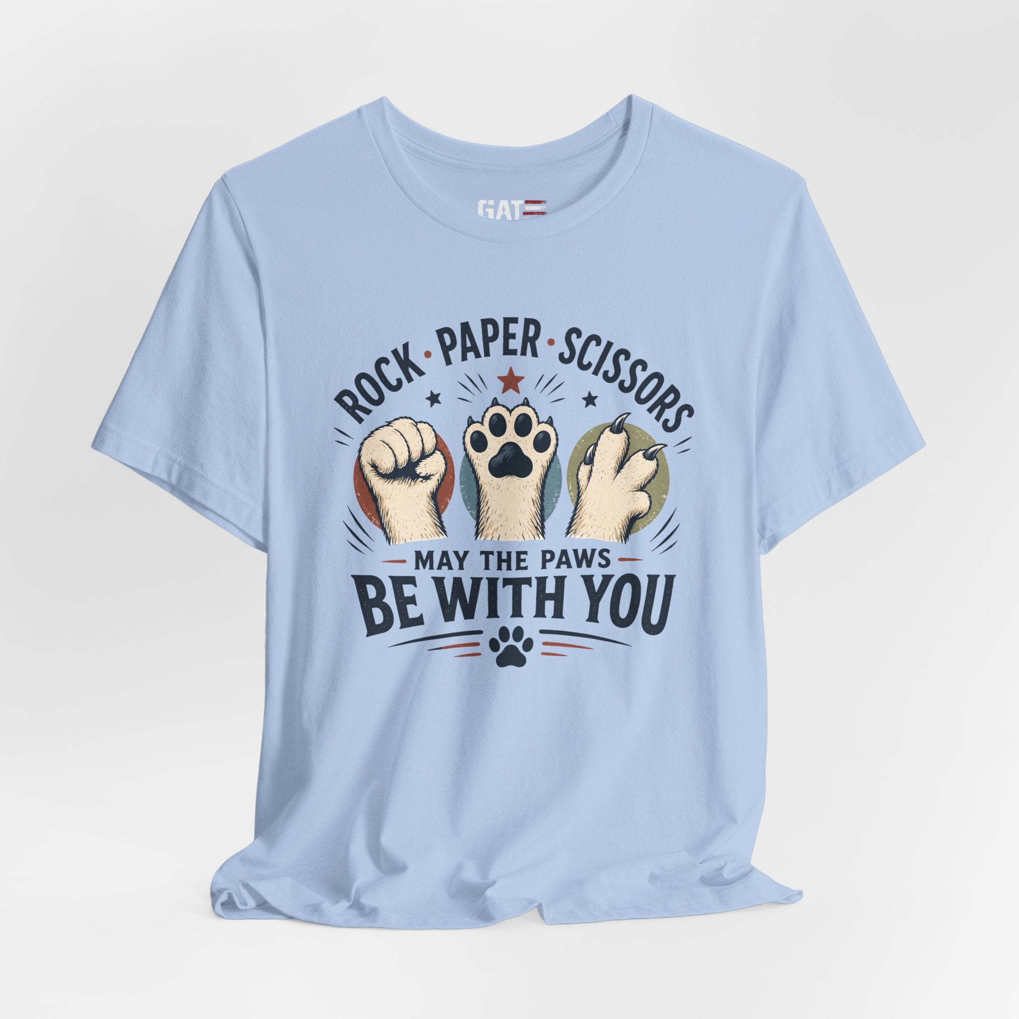 Rock Paper Scissors Cat Shirt, May The Paws Be With You Tee, Funny Cat Lover Gift, Cute Pet Paw Graphic Tee, Cat Mom Dad Shirt