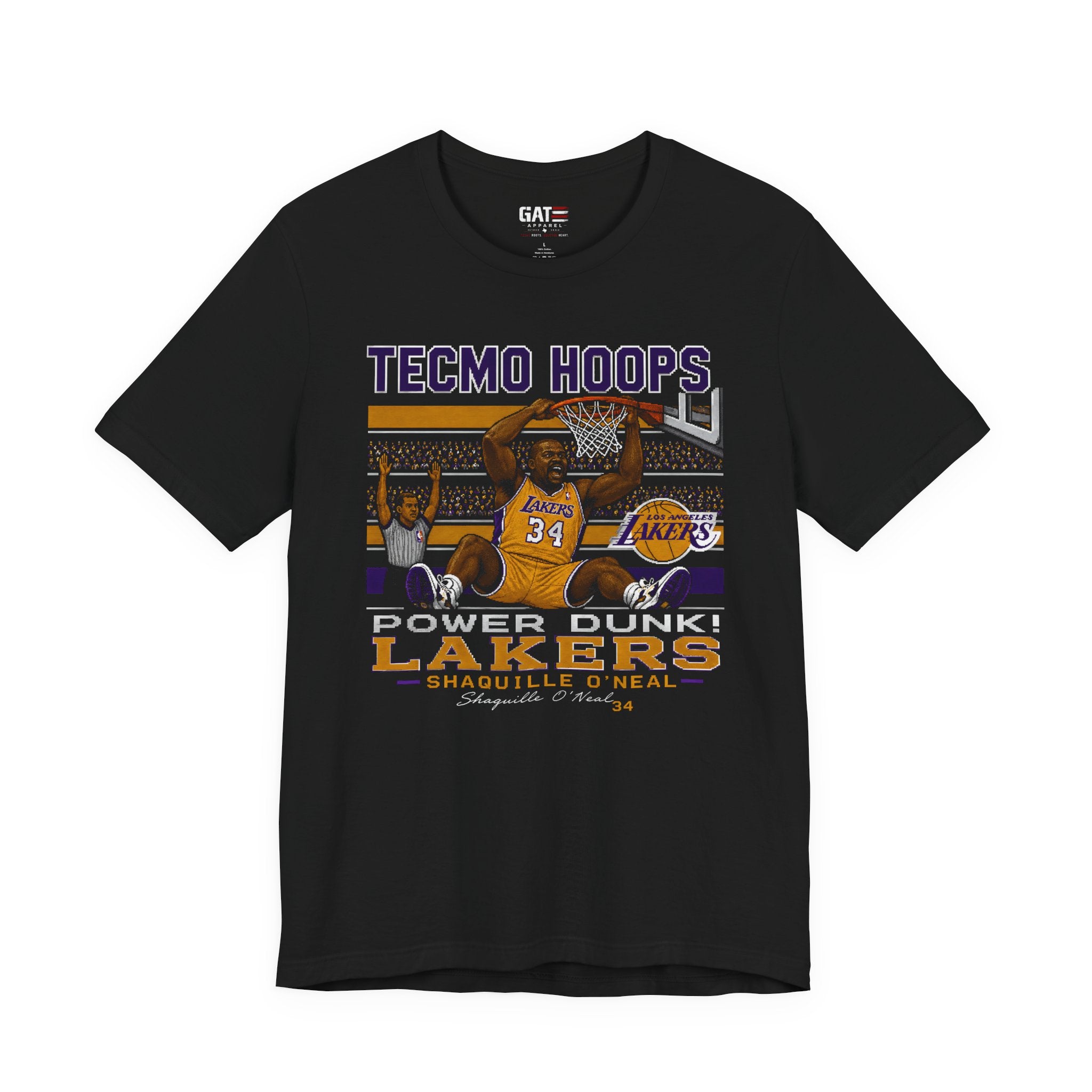 Tecmo Hoops Shaquile O'Neal Power Dunk Lakers Tee | Retro Basketball Graphic Shirt