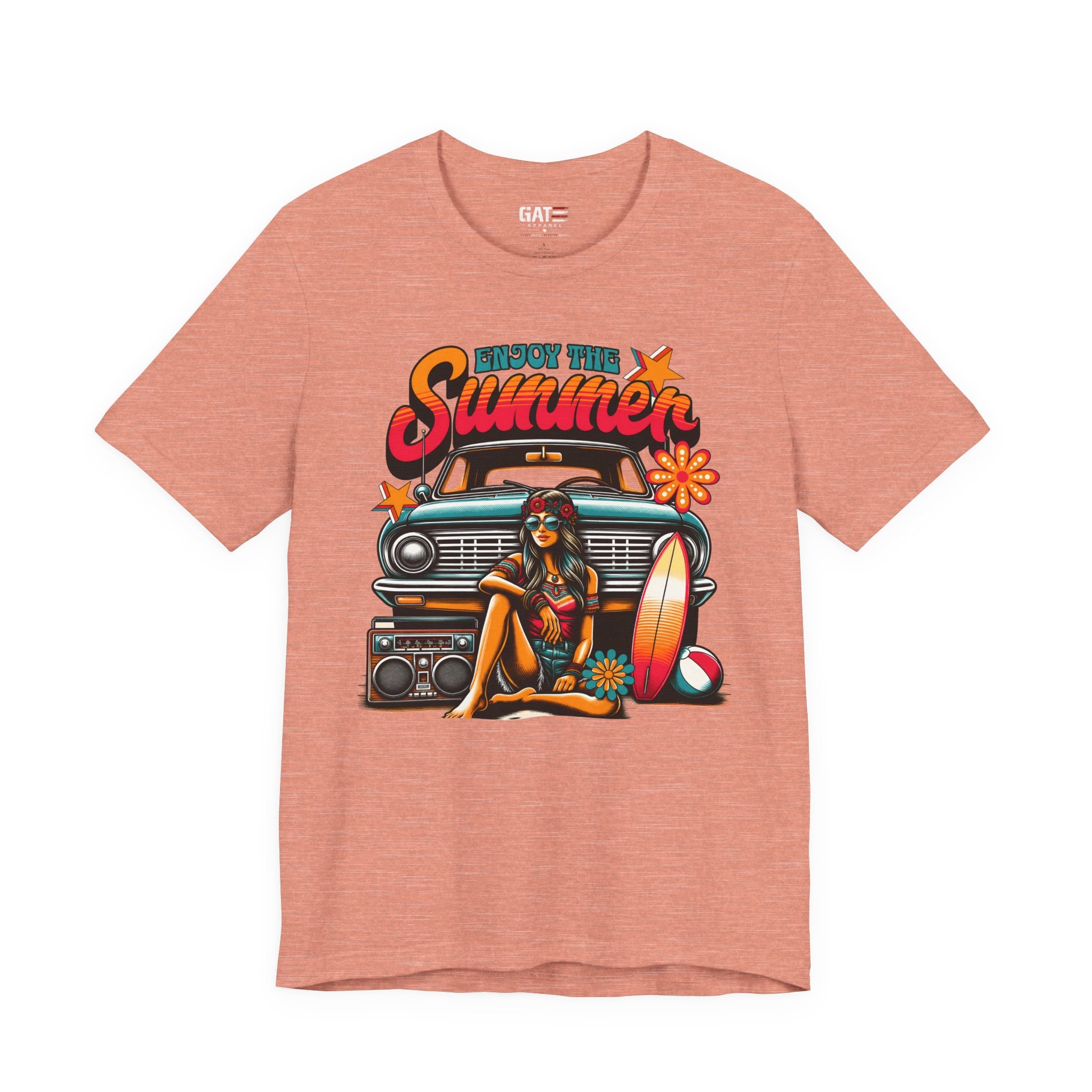 Enjoy The Summer Shirt, Retro Beach Tee, Vintage Surf Shirt, Hippie Summer T Shirt, Boho Vacation Shirt, Groovy Summer Graphic Tee