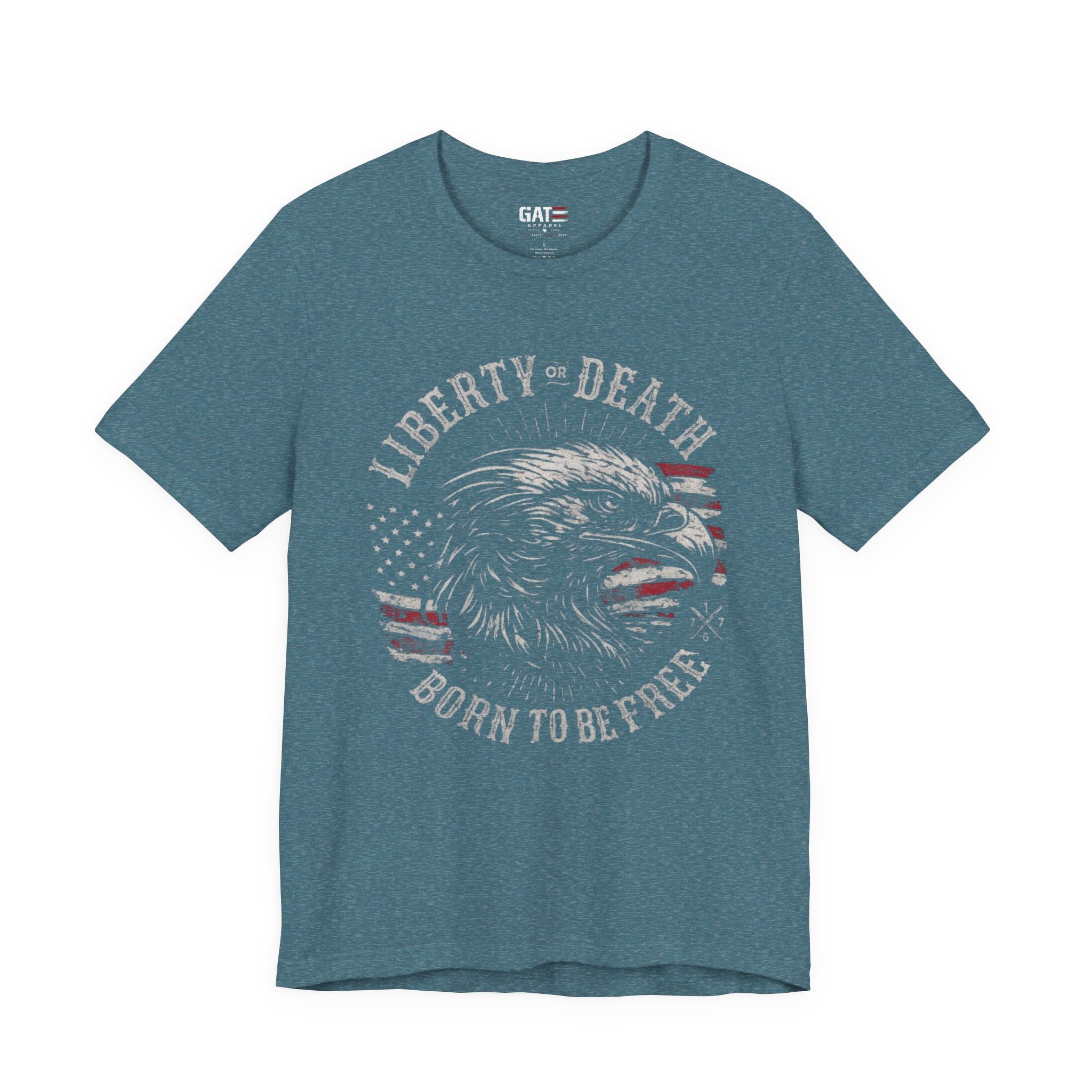 Liberty or Death Shirt, Born to Be Free Patriotic Eagle Tee, 1776 American Flag Shirt, USA Freedom Graphic T-Shirt, Veteran Gift