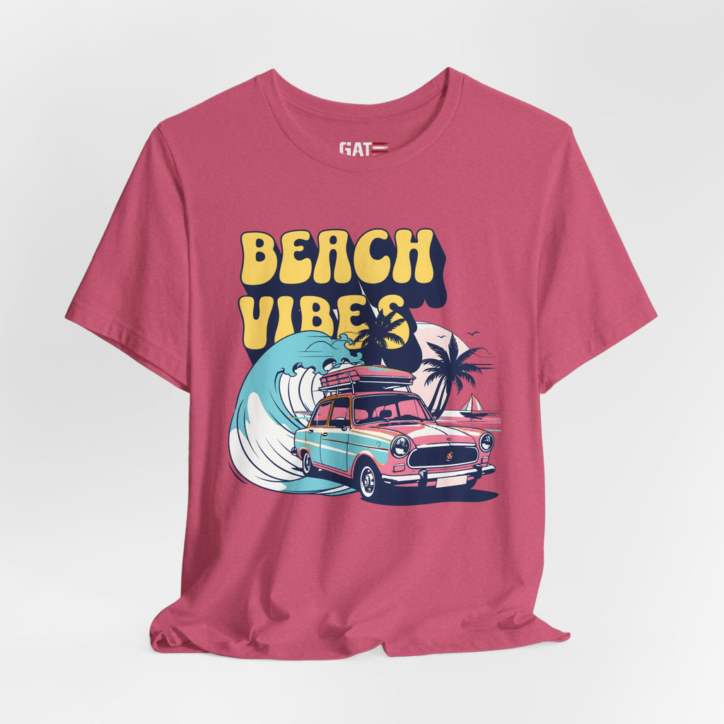 Beach Vibes Shirt, Retro Beach Tee, Vintage Summer Shirt, Coastal Vacation T Shirt, Surf Car Graphic Tee, Groovy Beach Lover Gift