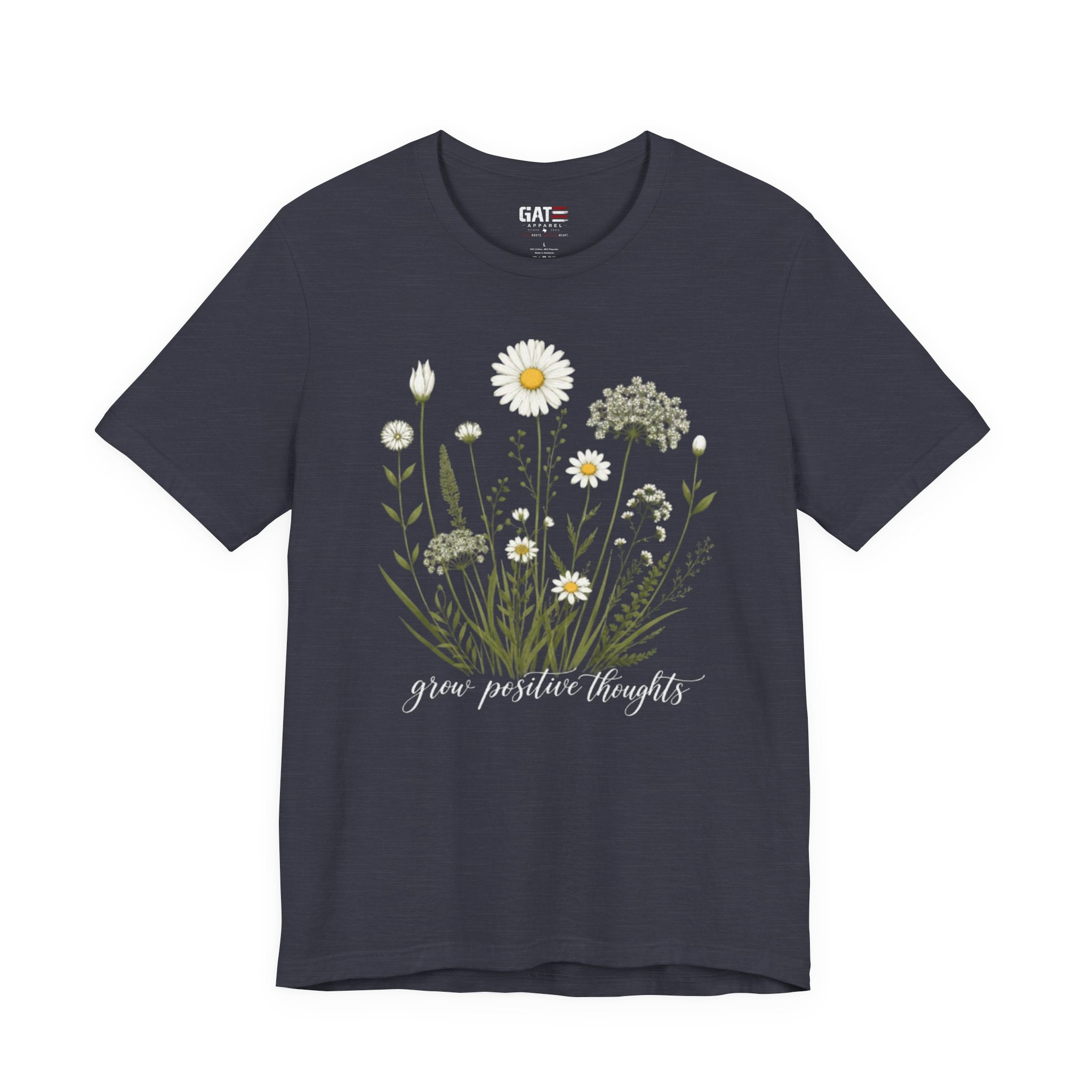 Floral 'Grow Positive Thoughts' T‑Shirt