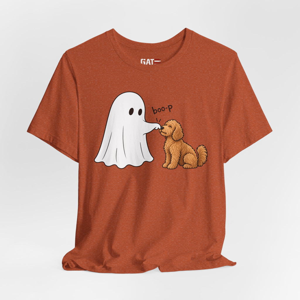 Halloween Ghost & Doodle— "boo-p" Cute Dog Halloween T-Shirt