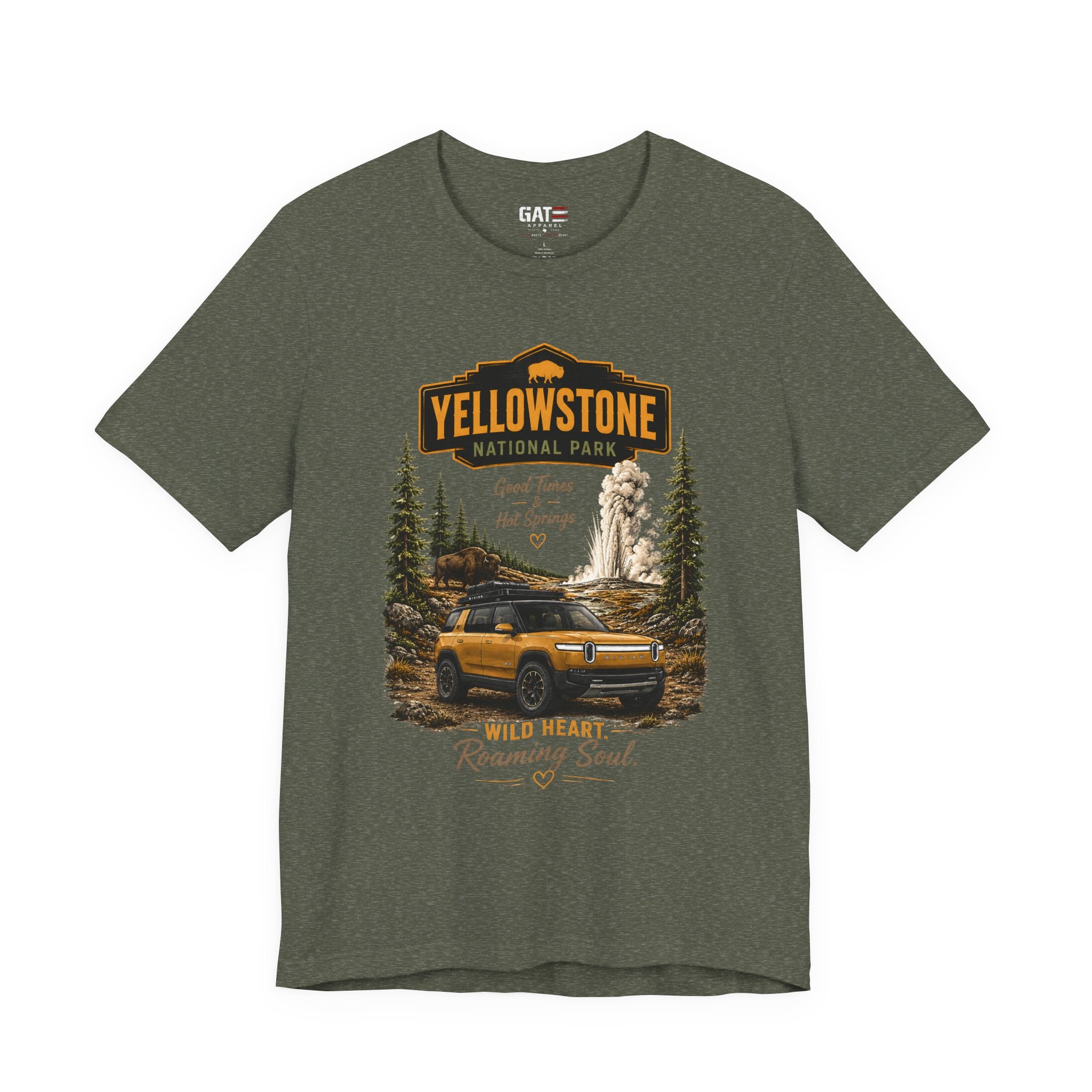 Yellowstone National Park Tee — "Wild Heart Roaming Soul" Adventure T‑Shirt