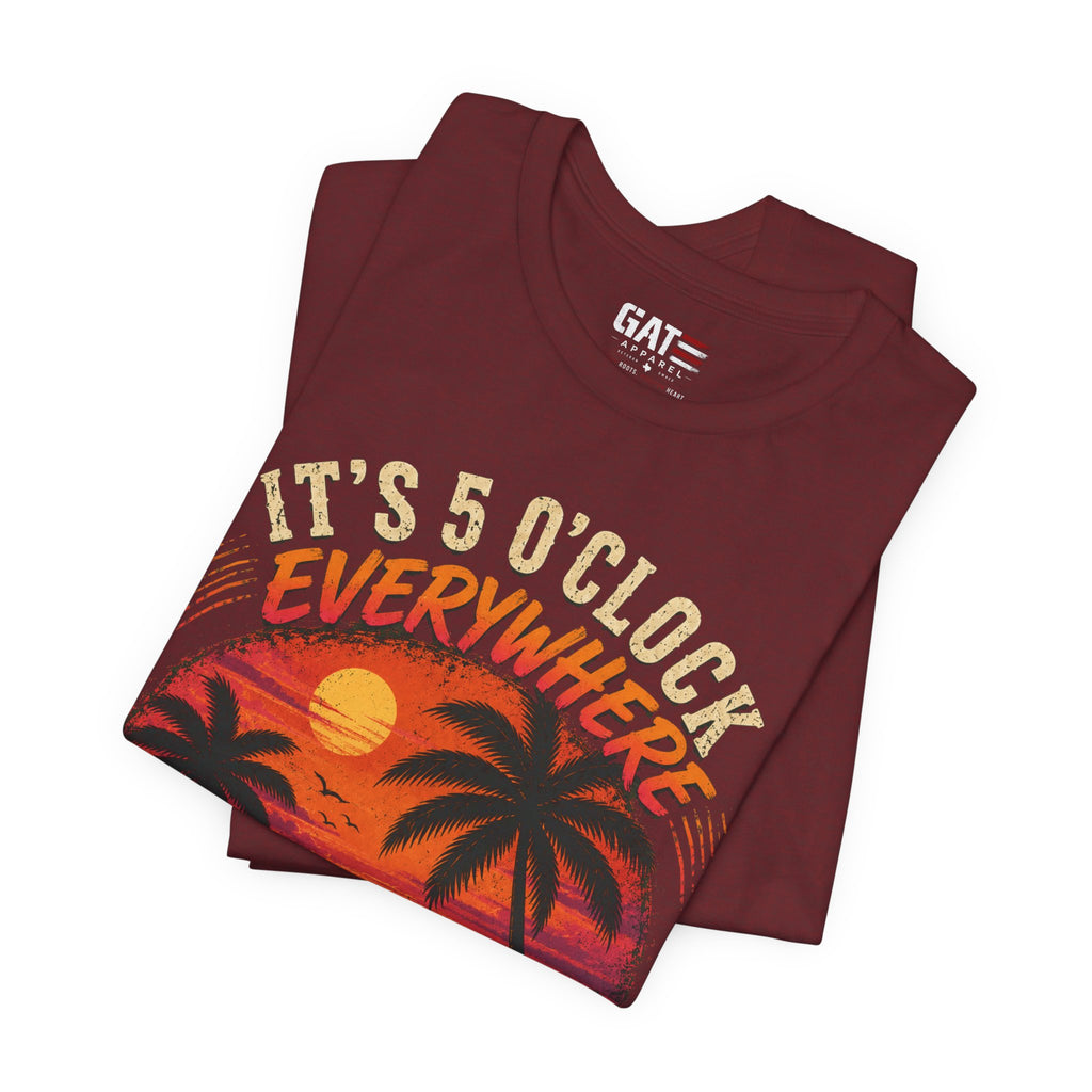 Retired Paradise T-Shirt - "It's 5 O'Clock Everywhere" Sunset Beach Tee