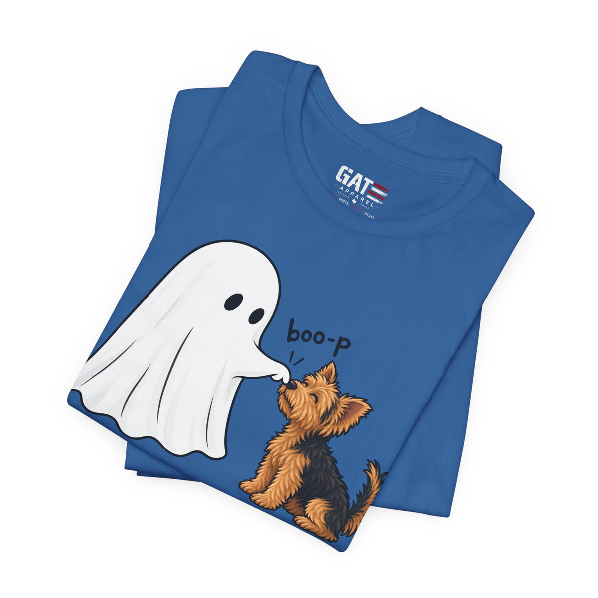 Halloween Ghost & Terrier— "boo-p" Cute Dog Halloween T-Shirt