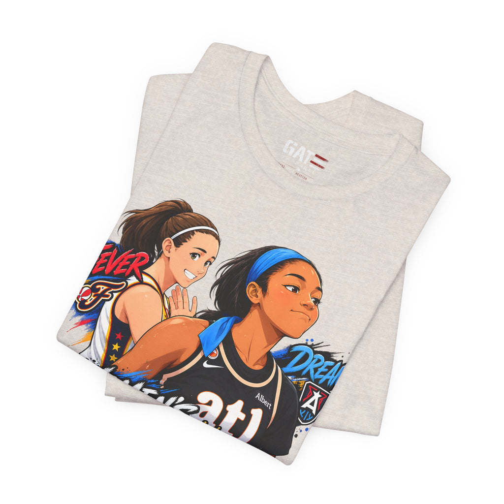 Caitlin Clark Angel Reese Shirt WNBA Basketball Rivalry Fever Sky Graphic Tee