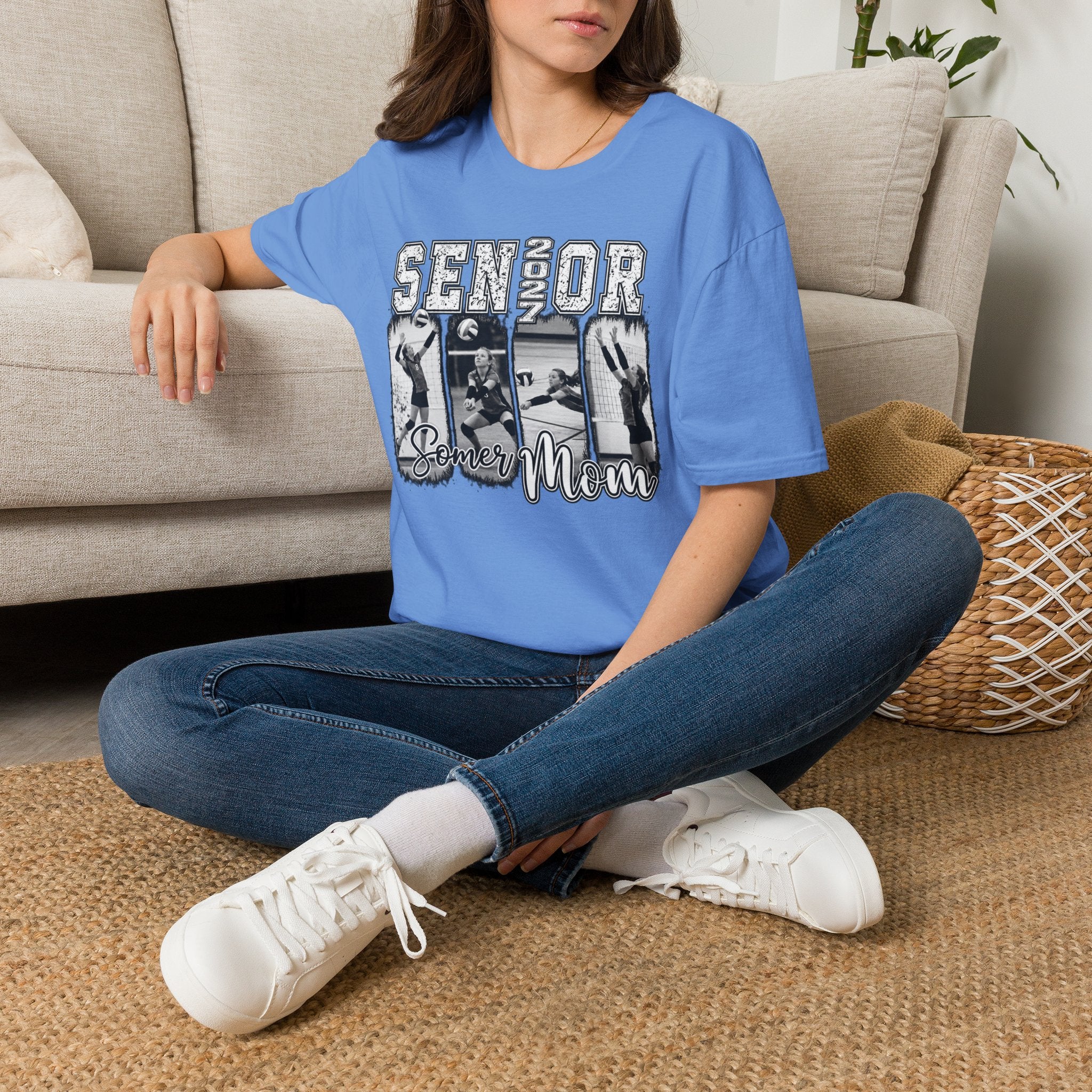 Senior Volleyball Mom T‑Shirt Personalized Photos and Name