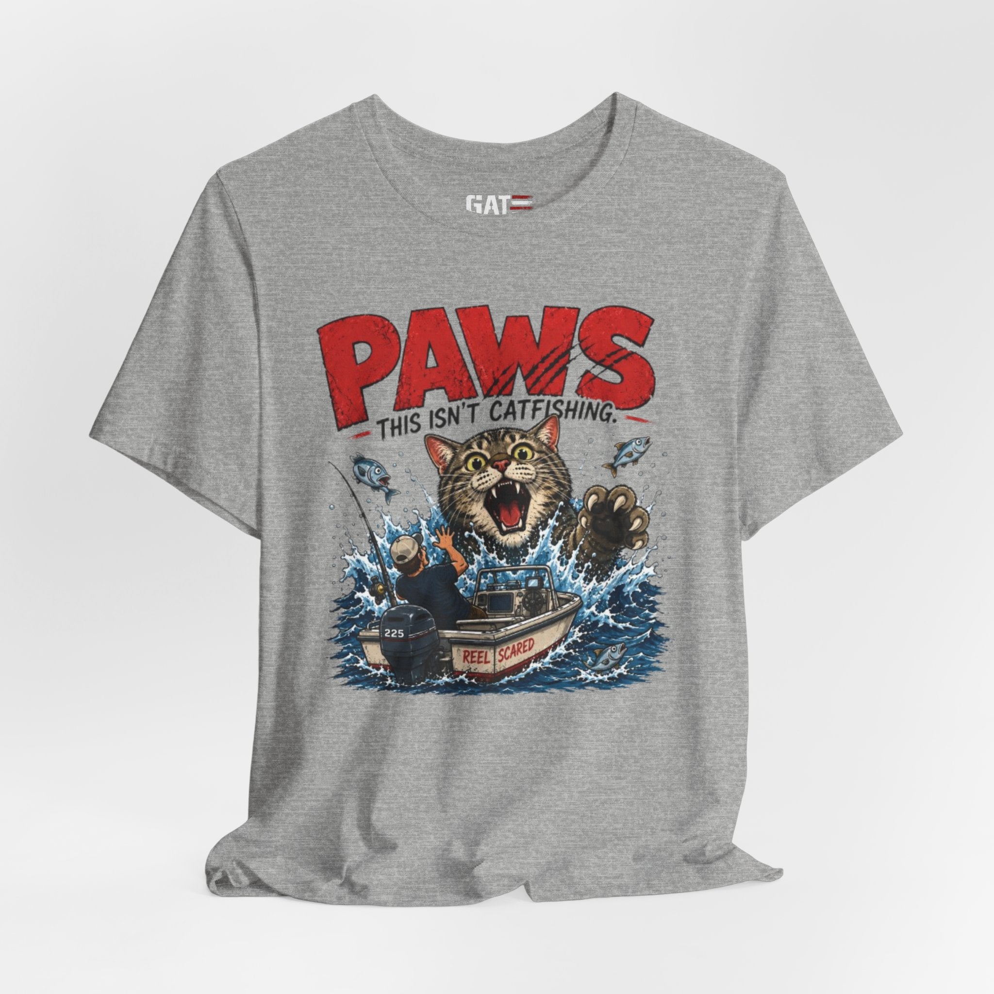 "PAWS This Isn't Catfishing" Fishing Cat Graphic Tee