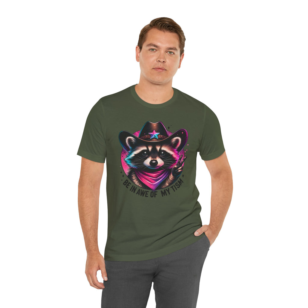 Raccoon Cowboy Graphic Tee – "Be in Awe of My Tism" Cute Western Animal T-Shirt