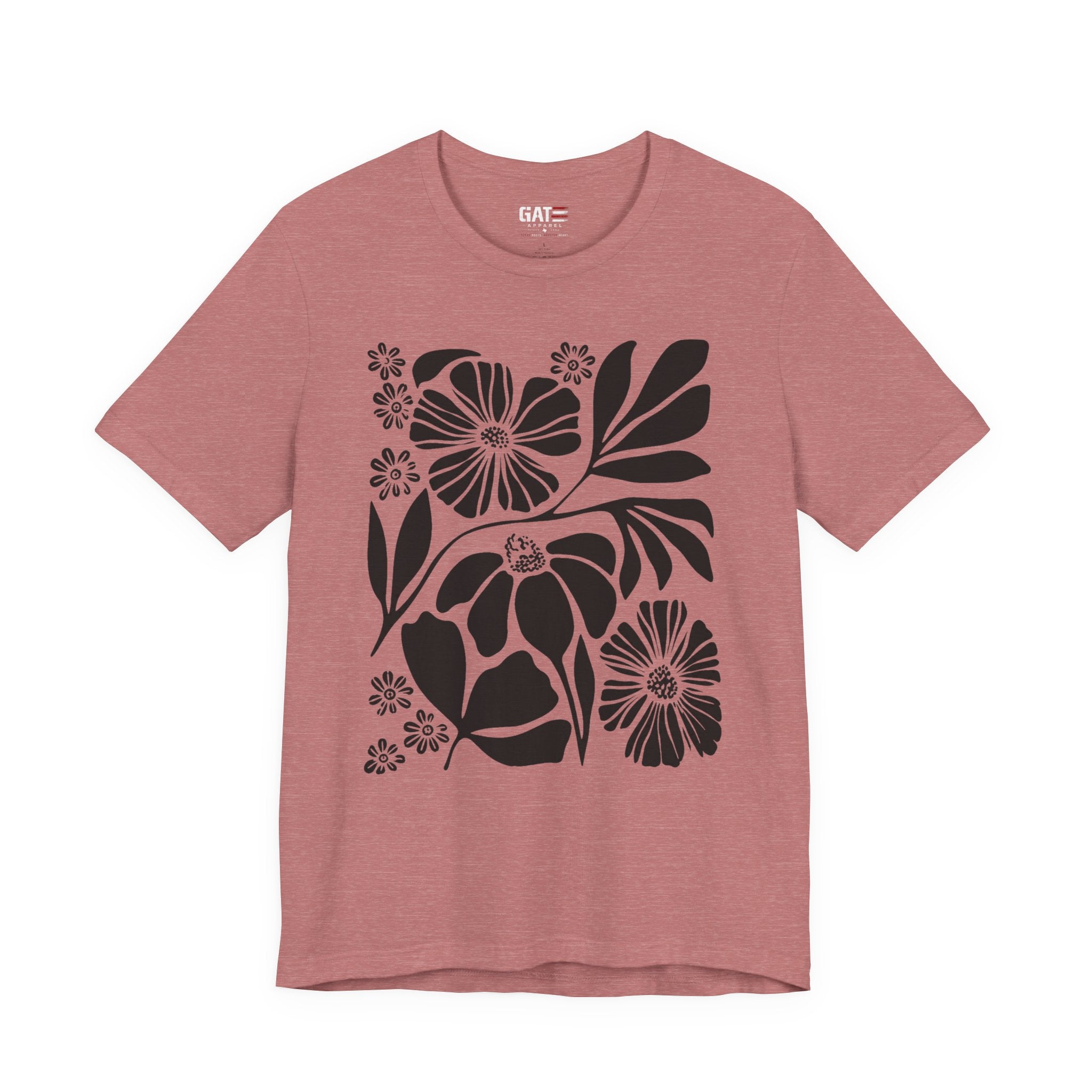 Floral Silhouette Tee — Black Botanical Flower Print