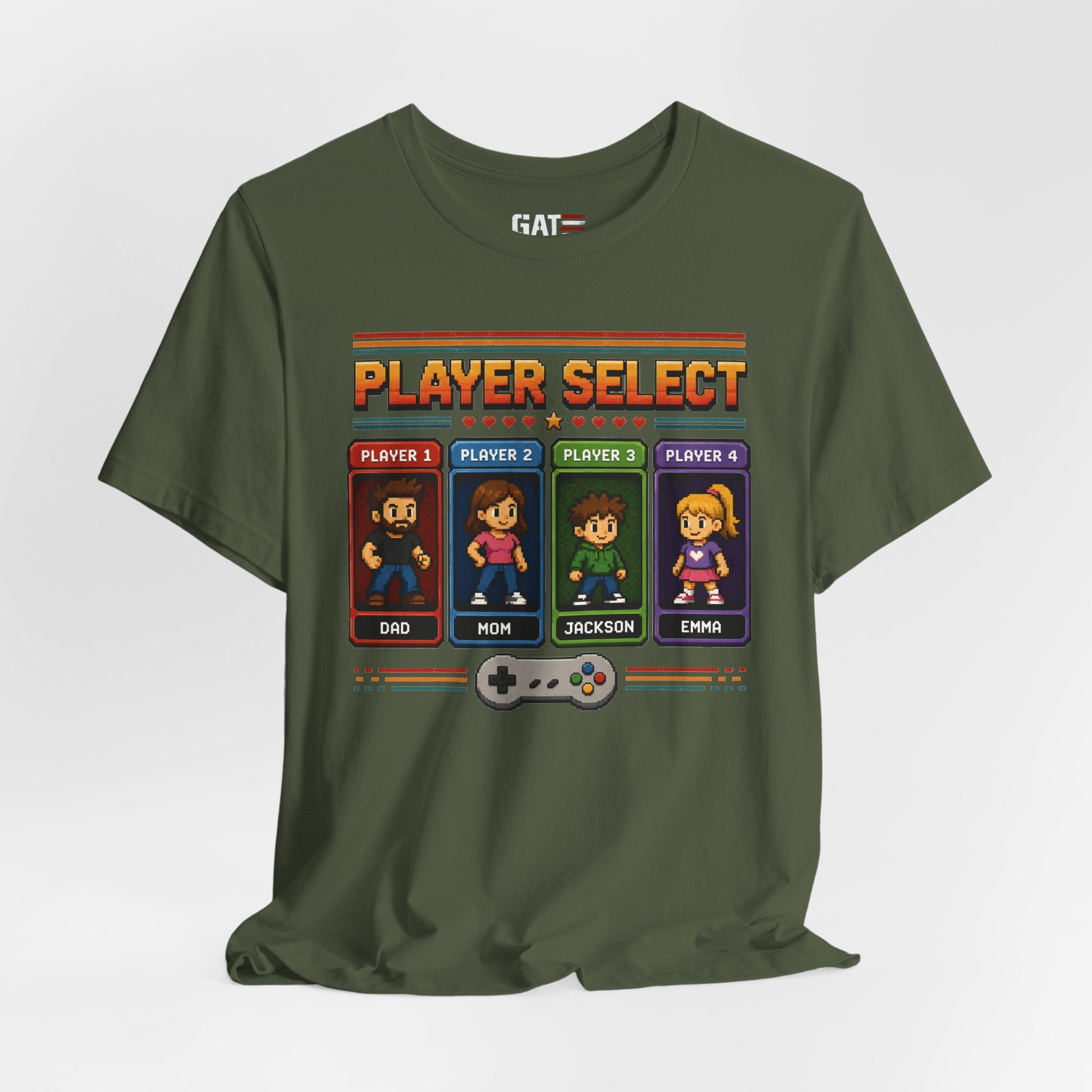 Personalized Gamer Family Shirt, Custom Family Gaming Shirt, Retro Video Game Family Tee, Gamer Dad Mom Kids Gift Shirt