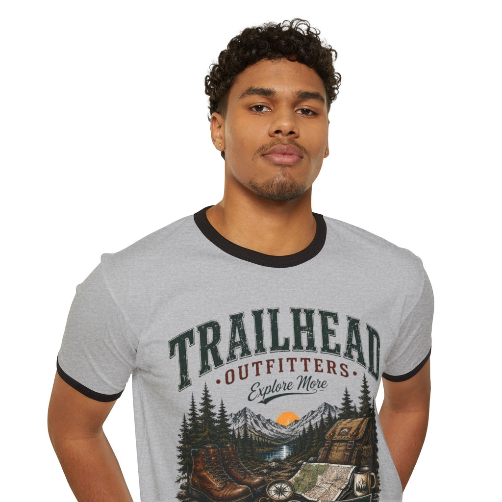 Trailhead Outfitters Ringer Tee — Vintage Camping Mountain T-Shirt