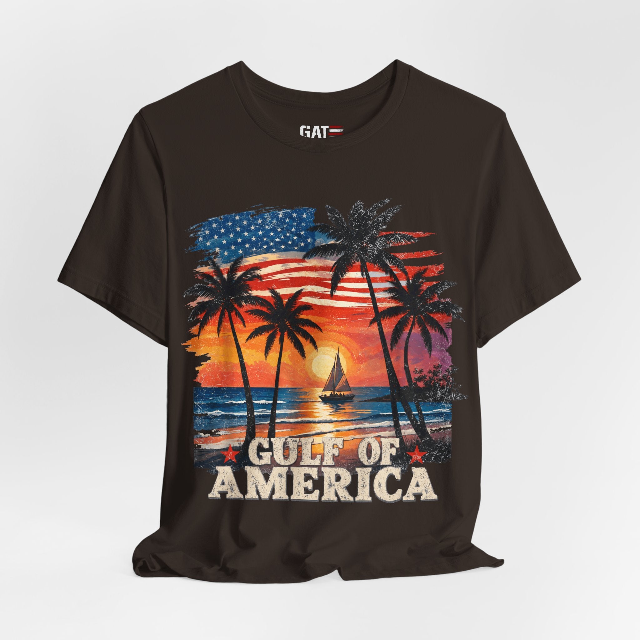 Gulf of America Sunset T-Shirt — Patriotic Palm Beach Tee