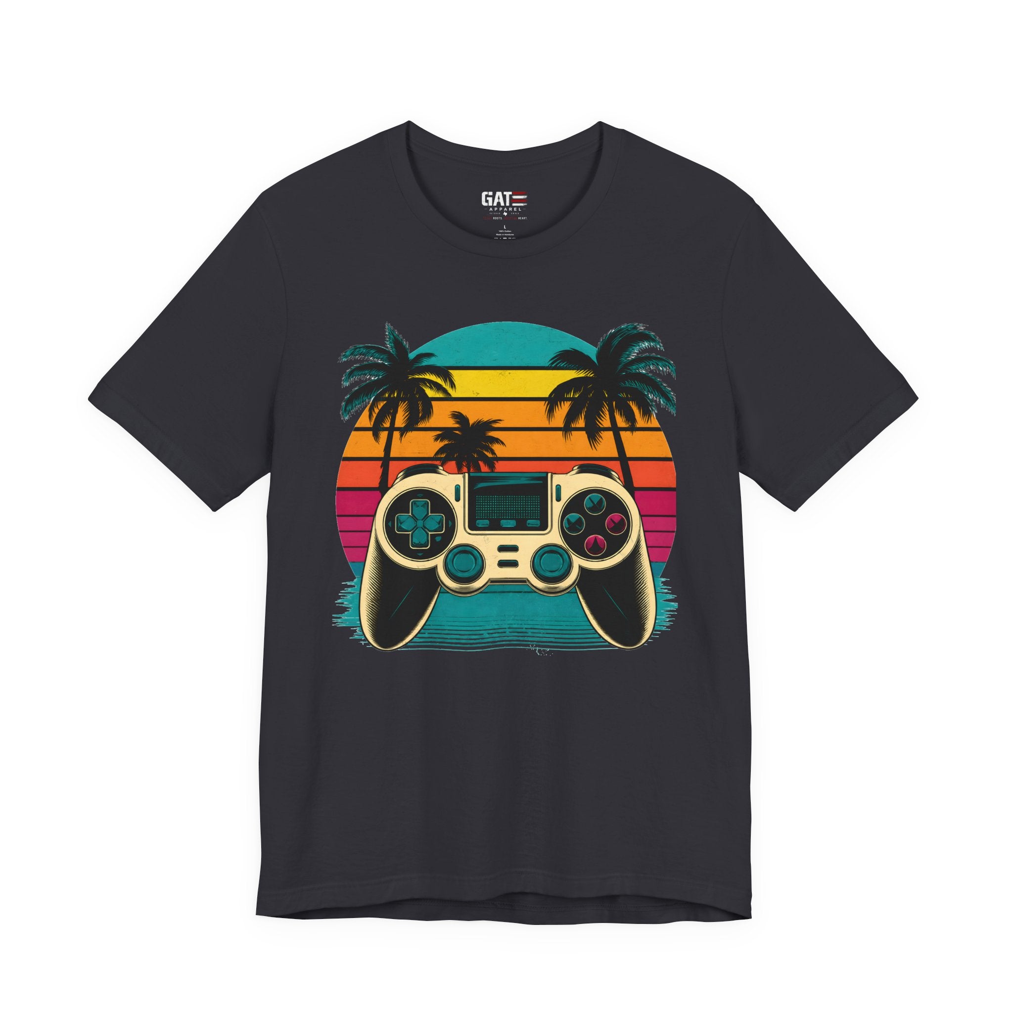 Retro Gaming Shirt, Gamer Sunset Tee, Video Game Controller Shirt, 80s Retro Gamer Gift, Beach Gaming T Shirt