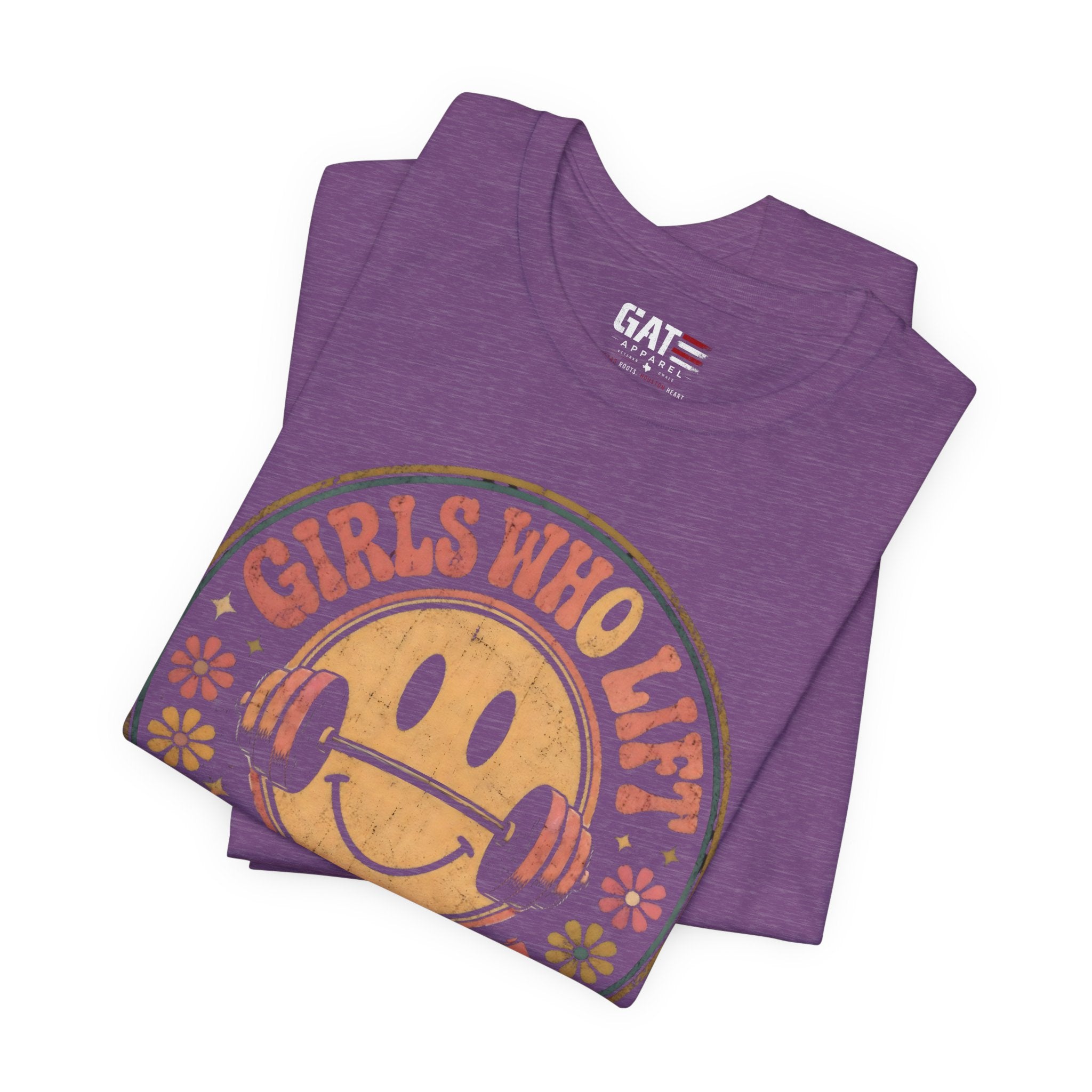 Girls Who Lift Don't Quit Shirt, Retro Smiley Face Gym Tee, Cute Fitness Shirt, Weightlifting Shirt, Workout Gift for Women