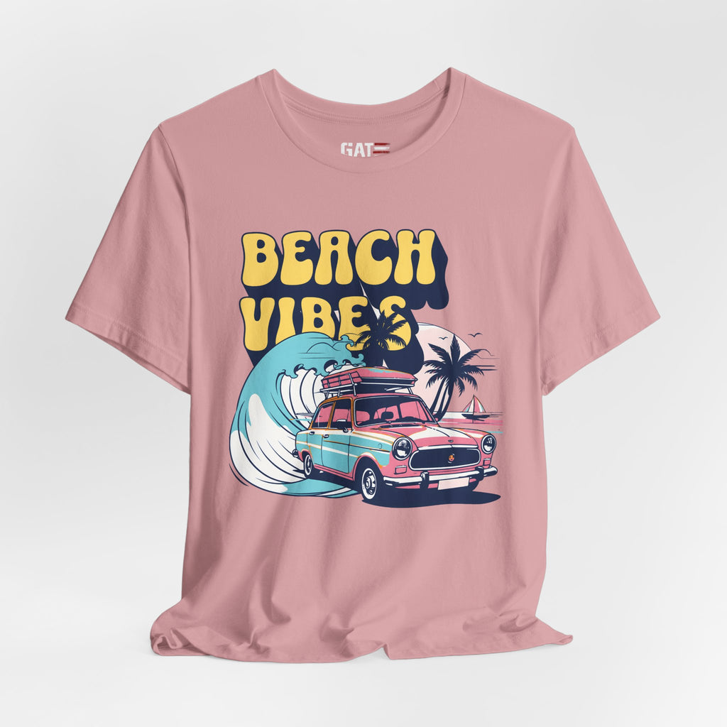 Beach Vibes Shirt, Retro Beach Tee, Vintage Summer Shirt, Coastal Vacation T Shirt, Surf Car Graphic Tee, Groovy Beach Lover Gift