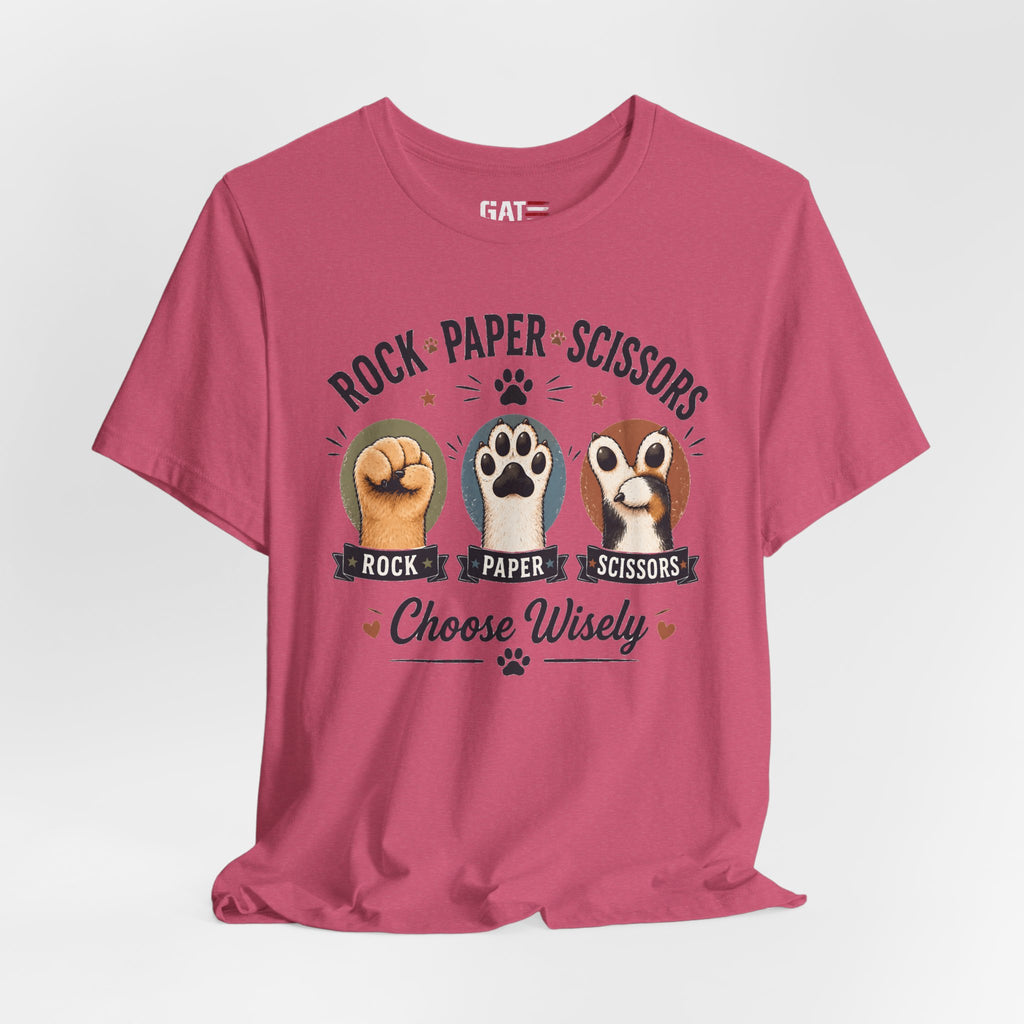 Rock Paper Scissors Cat Shirt, Funny Cat Lover Tee, Cat Paw Graphic Shirt, Cute Pet Mom Gift, Choose Wisely Cat Tee, Cat Dad Shirt