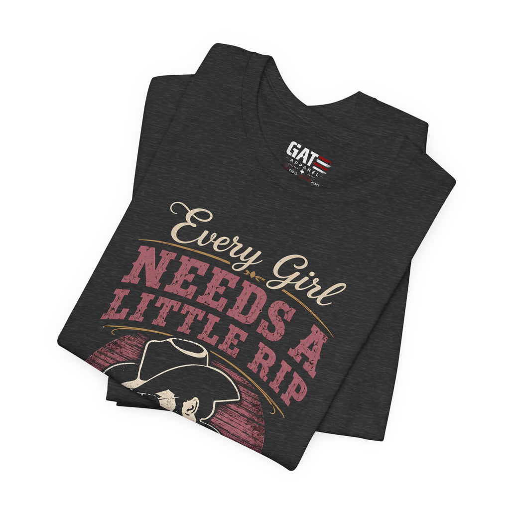 Every Girl Needs A Little Rip In Their Jeans Pink Text Shirt | Dutton Ranch| Yellowstone Inspire Shirt
